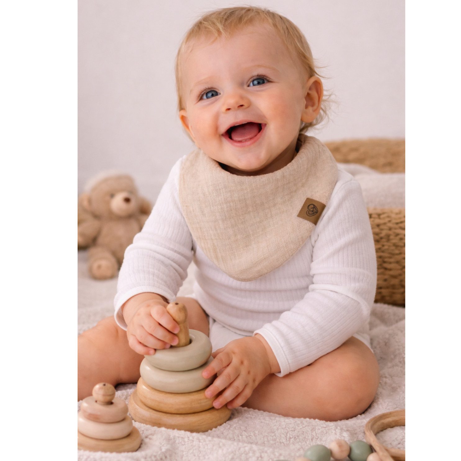 Babymajawelt Lätzchen Baby Halstücher Musselin 3er Set Sabberlätzchen, (Set, 3-St., 3 Stück Halstücher), Besonders weich und saugfähig, verstellbare Druckknöpfe, Made in EU