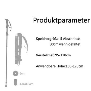 GelldG Wanderstöcke Wanderstöcke Nordic Walking Stöcke, 95-110 cm Faltbar, Verstellbar