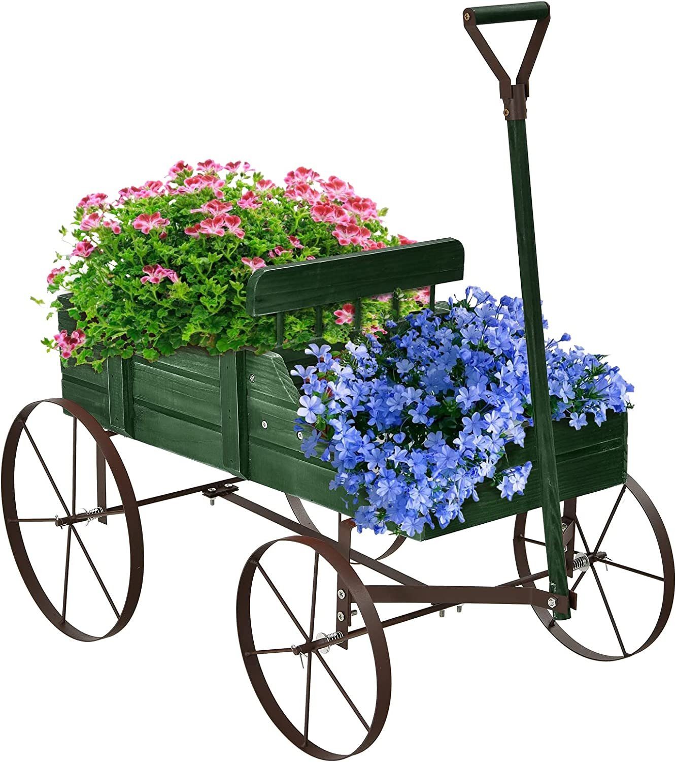 KOMFOTTEU Blumenständer Blumenwagen, 2 separate Blumenregale,Tragkraft 15kg
