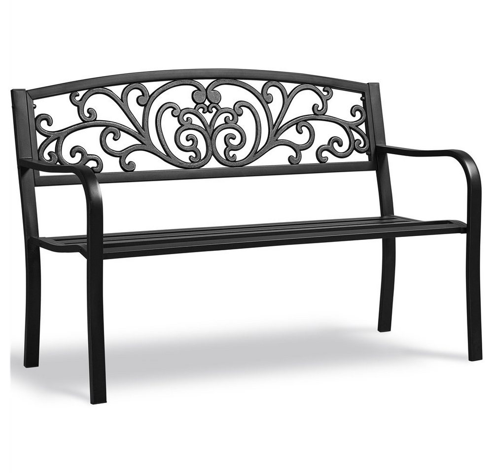 Yaheetech Gartenbank aus Mattiertem Metall mit Wellenmuster im Vintage-Stil, 3-Sitzer-Metallbank für Garten/Terrasse/Balkon