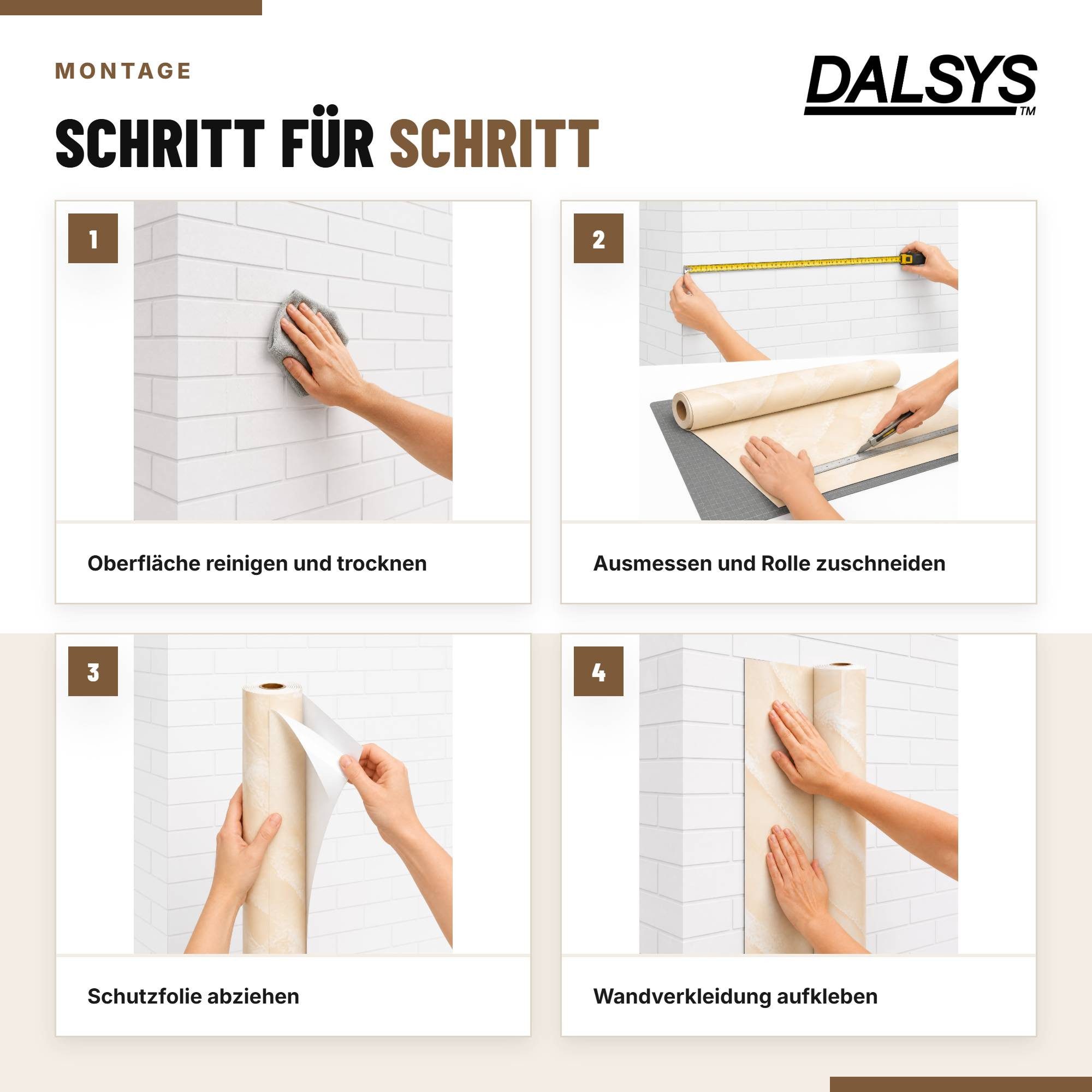 Dalsys Wandpaneel Wandverkleidung selbstklebend aus PVC auf Rolle, BxL: 120x300 cm, (120x300cm Marmoroptik Salbeigrün, 1-tlg., flexible Wandverkleidung Badezimm – Bild 4 von 5
