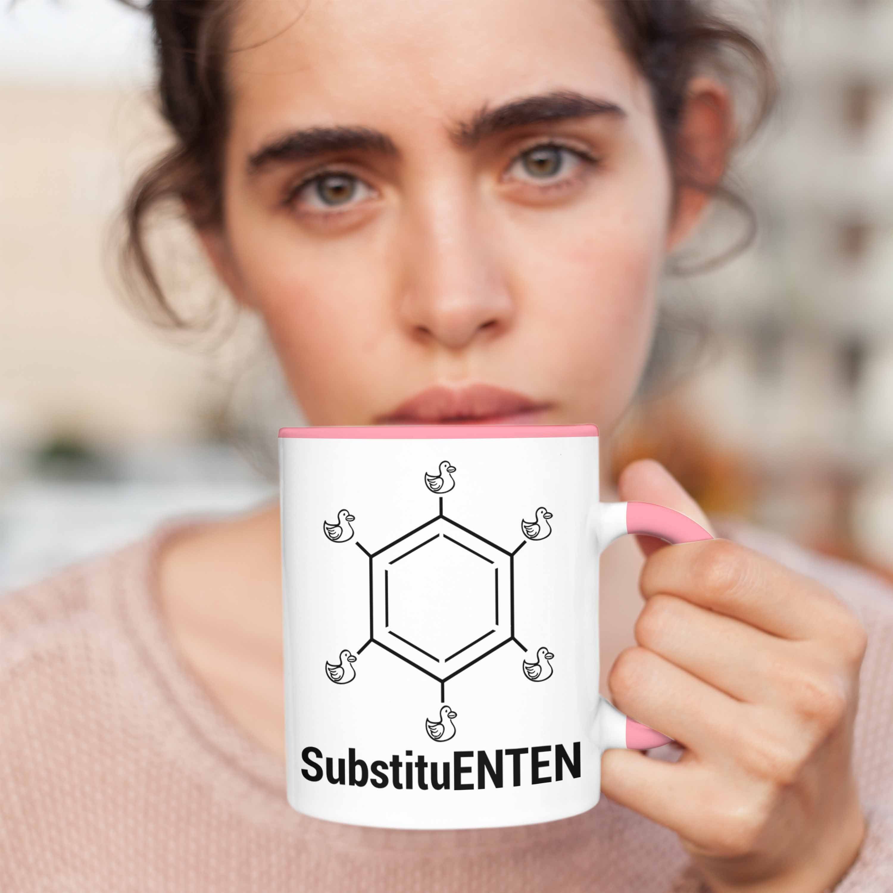 Trendation Rosa Kaffee Tasse Chemie Tasse Ente Organische SubstituENTEN Witz Chemiker Chemie