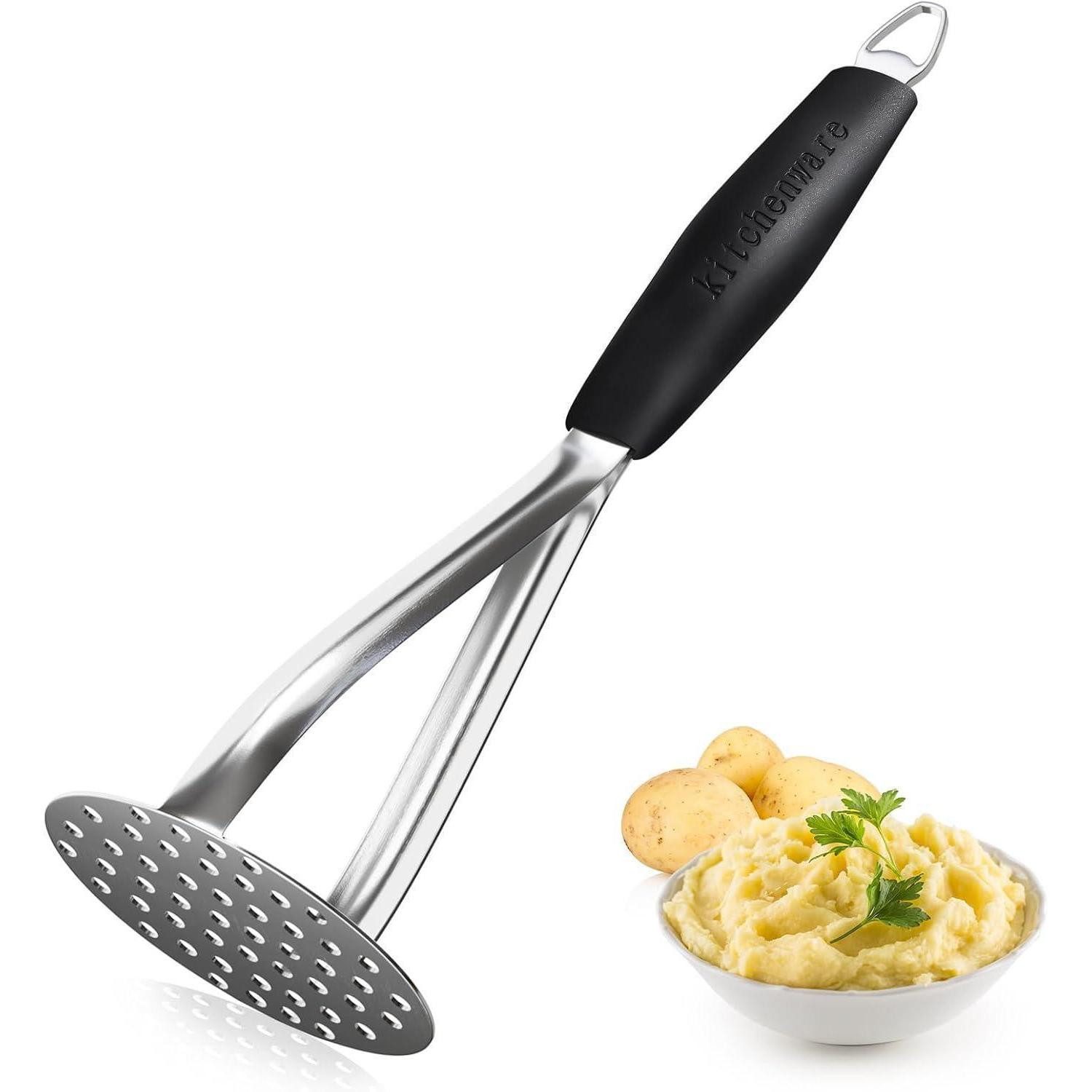 Kartoffelstampfer Kartoffelstampfer Gemüsestampfer Edelstahl Gummigriff Schwarz2