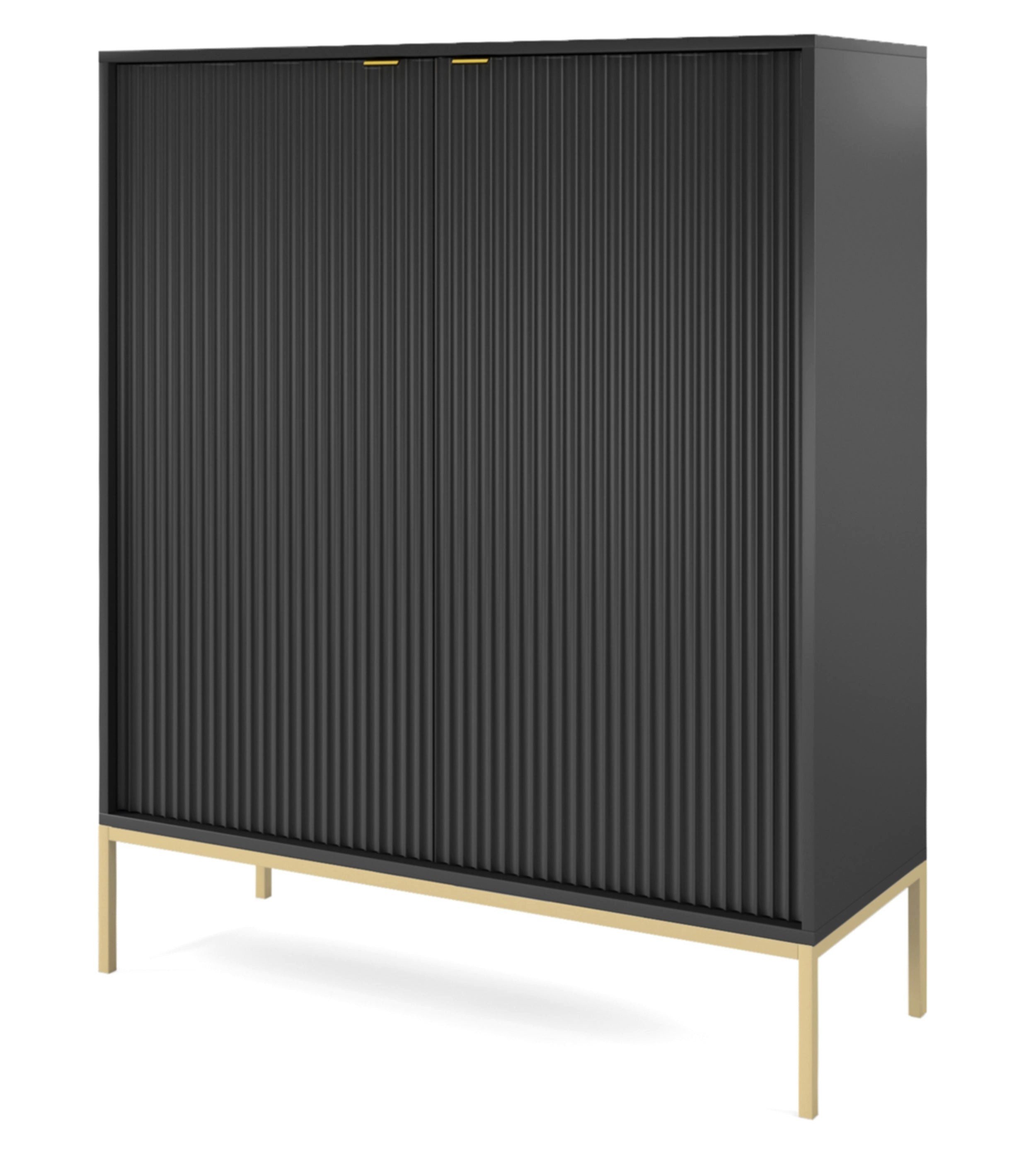 Selsey Highboard VELLORE, 2-türig mit 6 Fächern, goldenem Gestell, 125 cm hoch