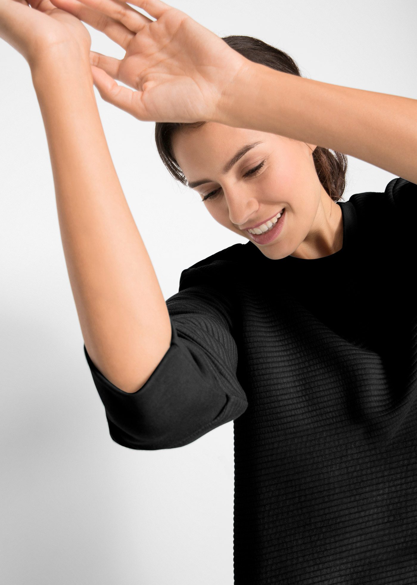bonprix Sweatshirt langer Schnitt, mit U-Bootausschnitt, mit Ballonärmeln