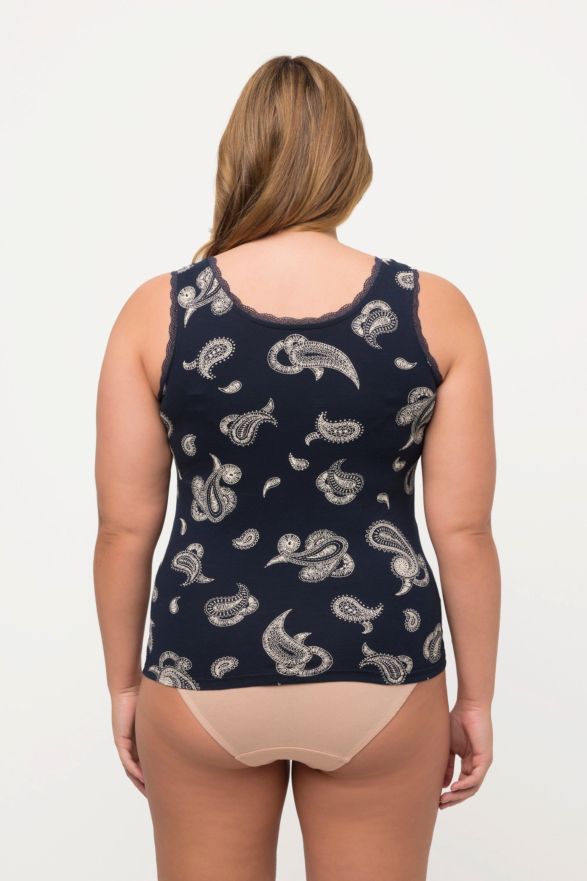 Rundhals 2er-Pack Paisley Tanktops marine Ulla Spitze ärmellos Unterhemd Popken