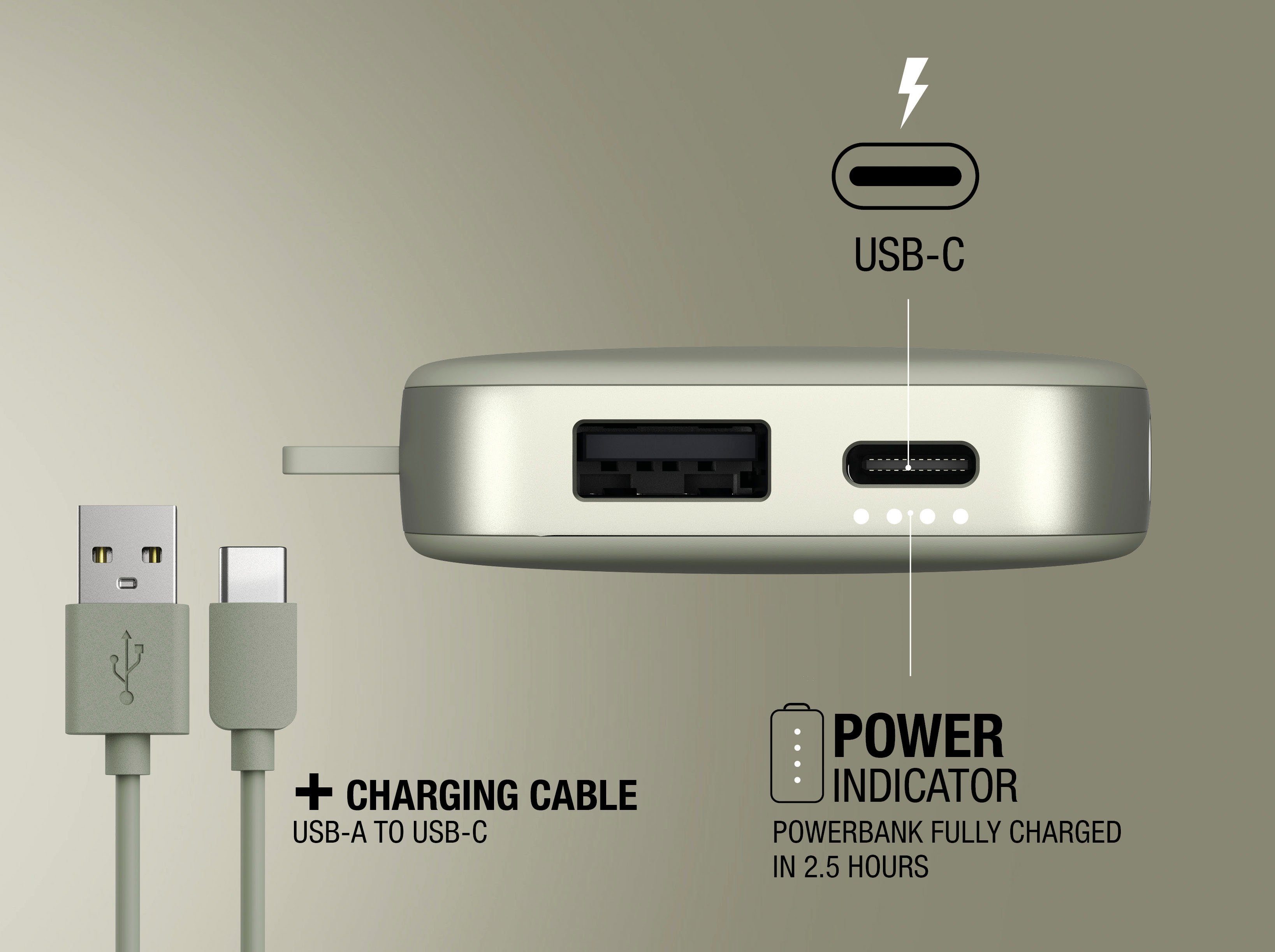 Fresh´n Rebel Power Pack 6000mAh Powerbank grün USB-C, (5 V) Charge mit Fast