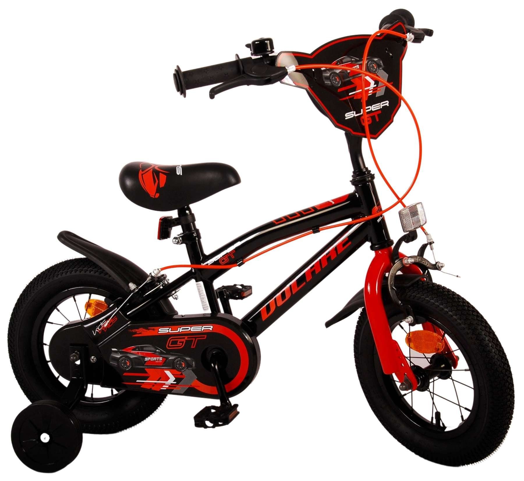 TPFSports Kinderfahrrad Volare Super GT 12 Zoll mit 2x Handbremse, 1 Gang, (Jungs Fahrrad - Rutschfeste Sicherheitsgriffe), Kinder Fahrrad 12 Zoll mit Stützrädern und Klingeln - Rot