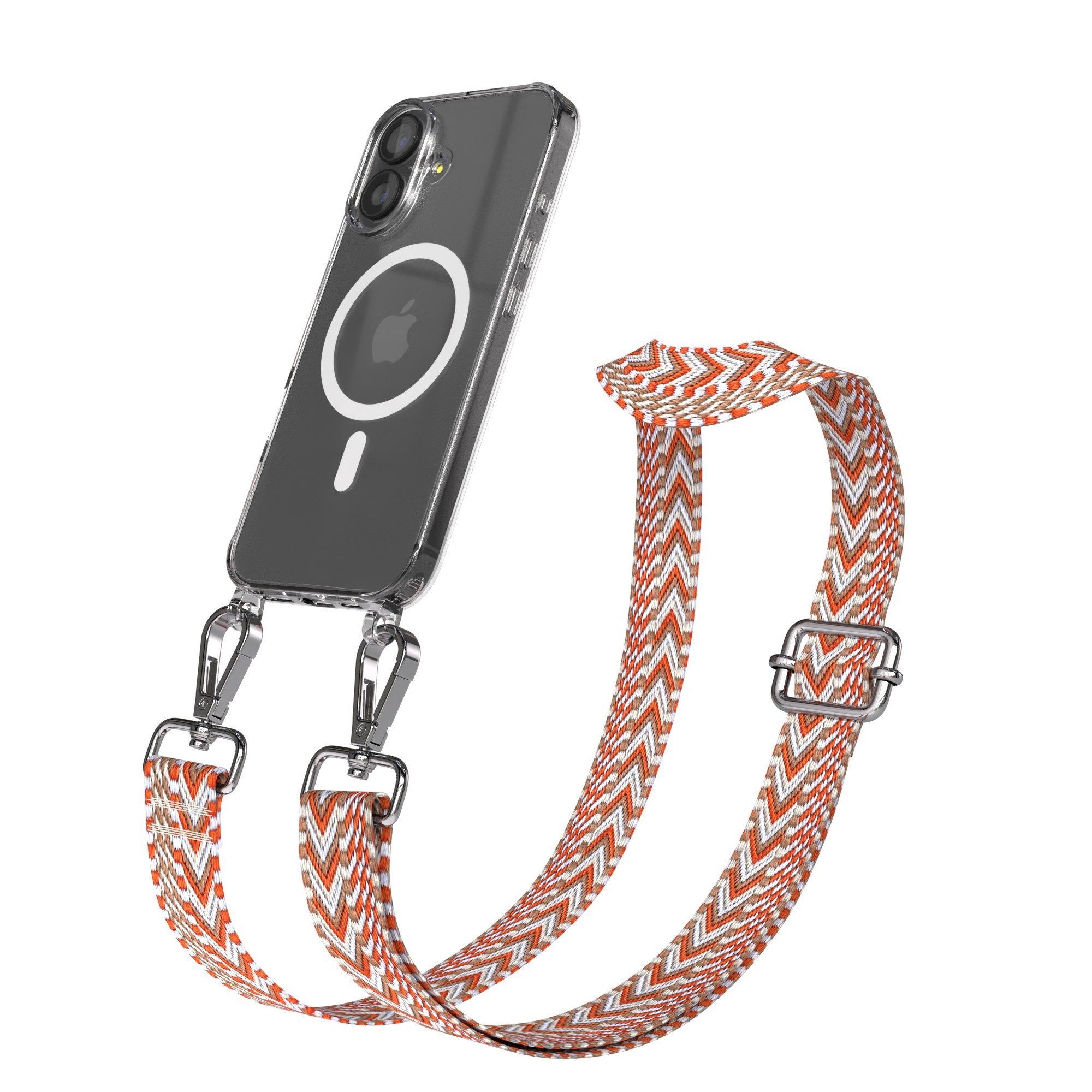 EAZY CASE Handykette Umhängeband MagSafe Hülle für Apple iPhone 17 6,3 Zoll, Backcover Handyhülle zum Umhängen Ersatzkordel Handy Tasche Orange