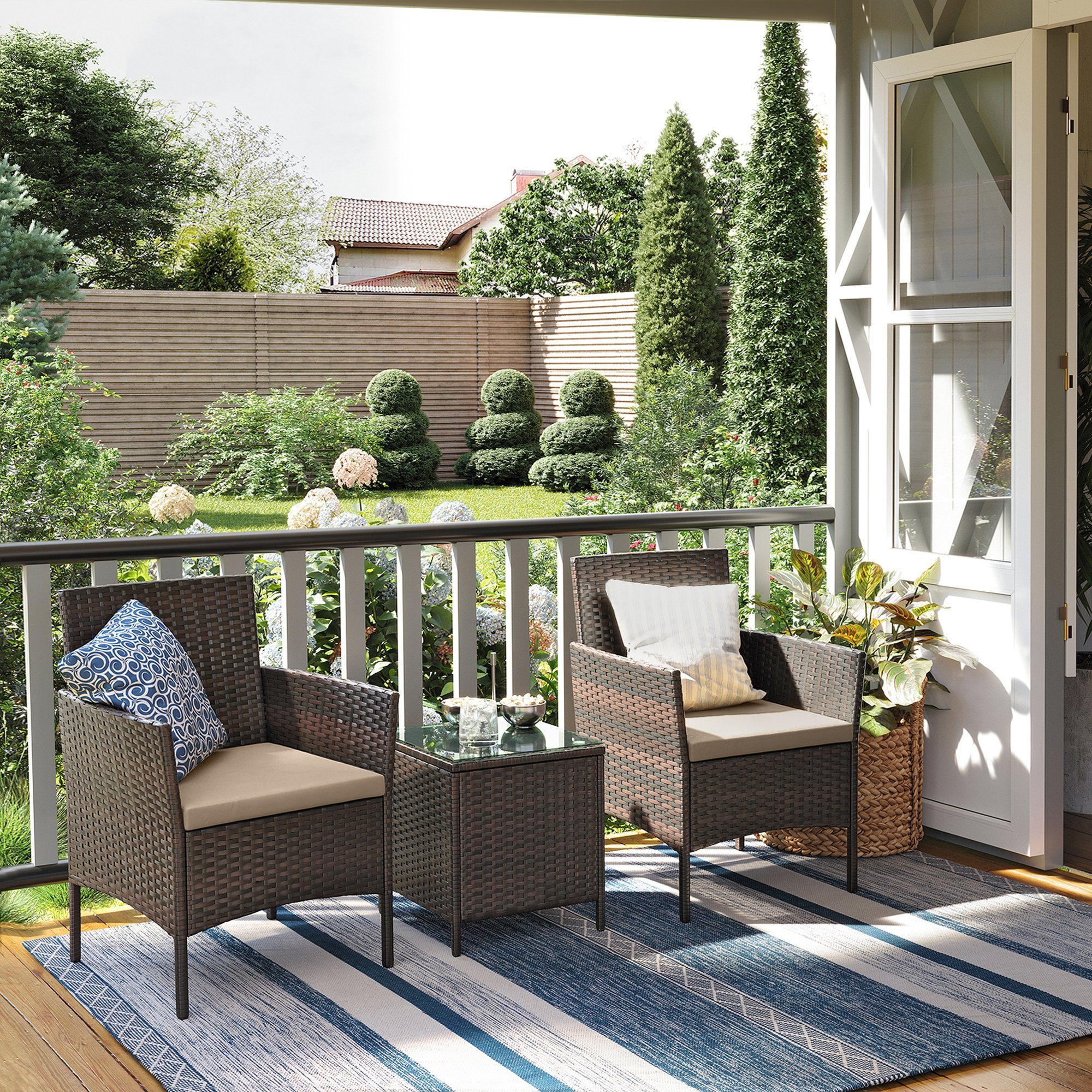 SONGMICS Gartenlounge-Set, (3-tlg., 2 Gartenstuhl, 1 günstig online kaufen