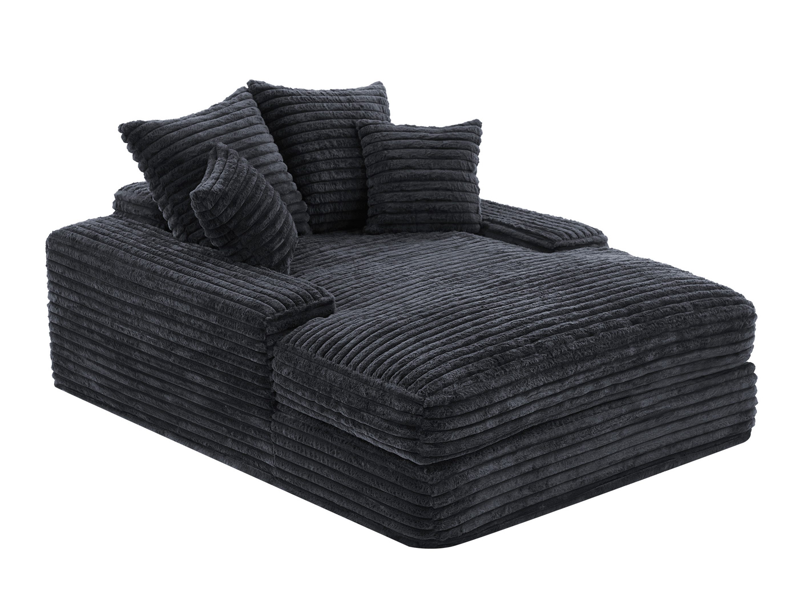 SeedWave Schlafsofa Kordstoff Gästesofa mit 26cm Breiter Armlehnen, 4 Abnehmbaren Kissen, Memory-Schaumfüllung