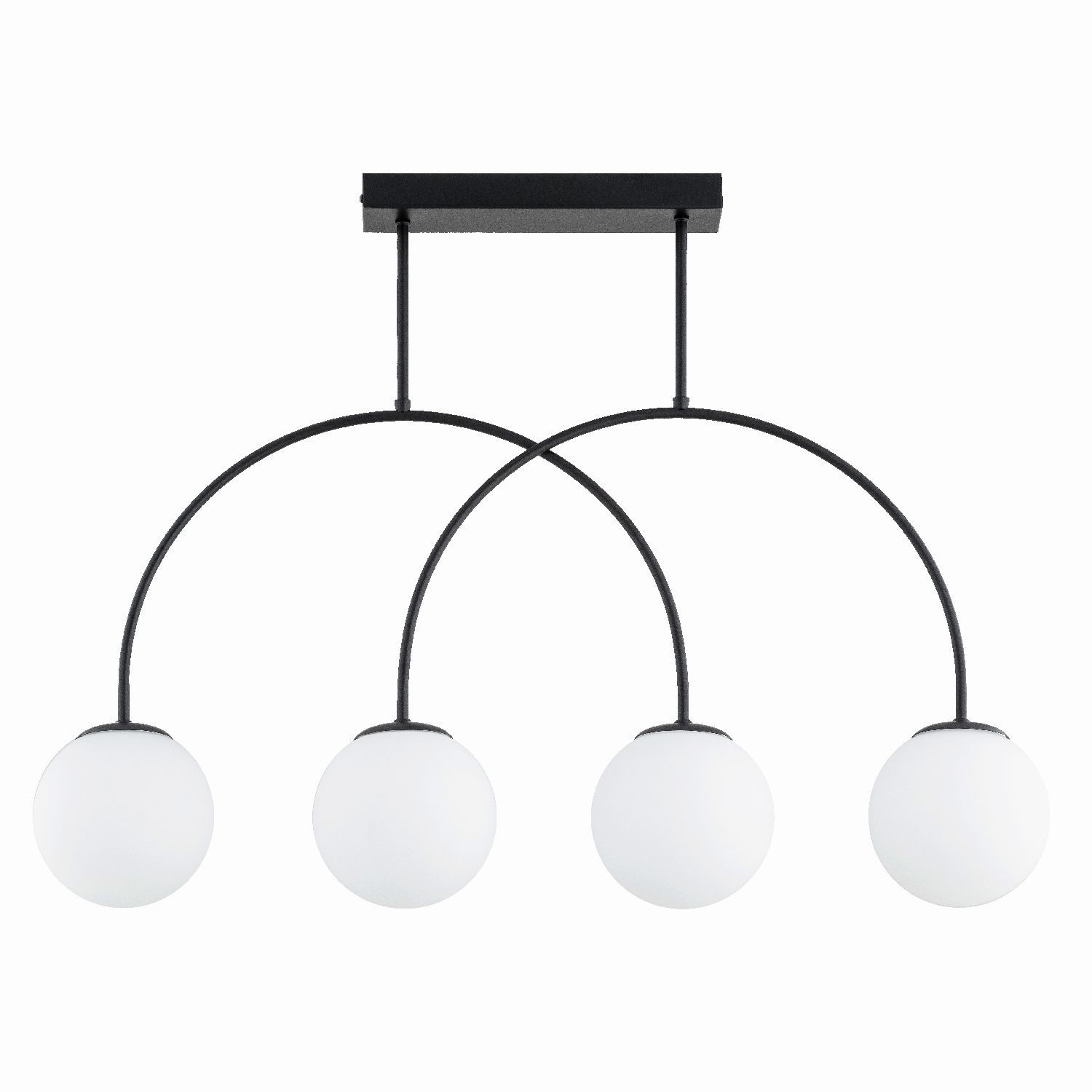 Licht-Erlebnisse Deckenleuchte ELIDO, ohne Leuchtmittel, Glas Metall E14 Schwarz Weiß 4-flammig Kugelschirm Modern Deckenlampe