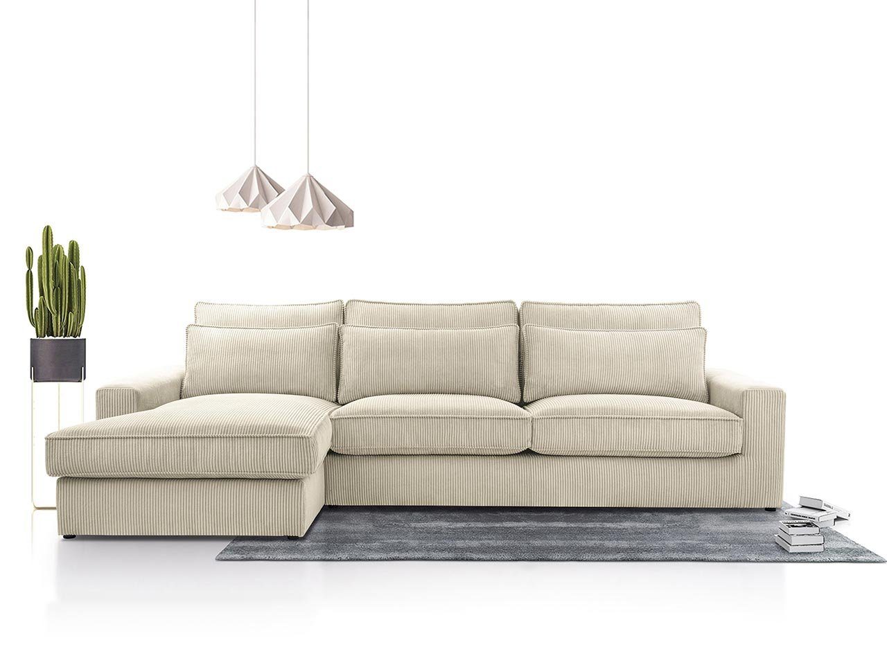 MKS MÖBEL Ecksofa CANES, L - Form Couch, mit lose Kissen, modern Ecksofa Beige Lincoln