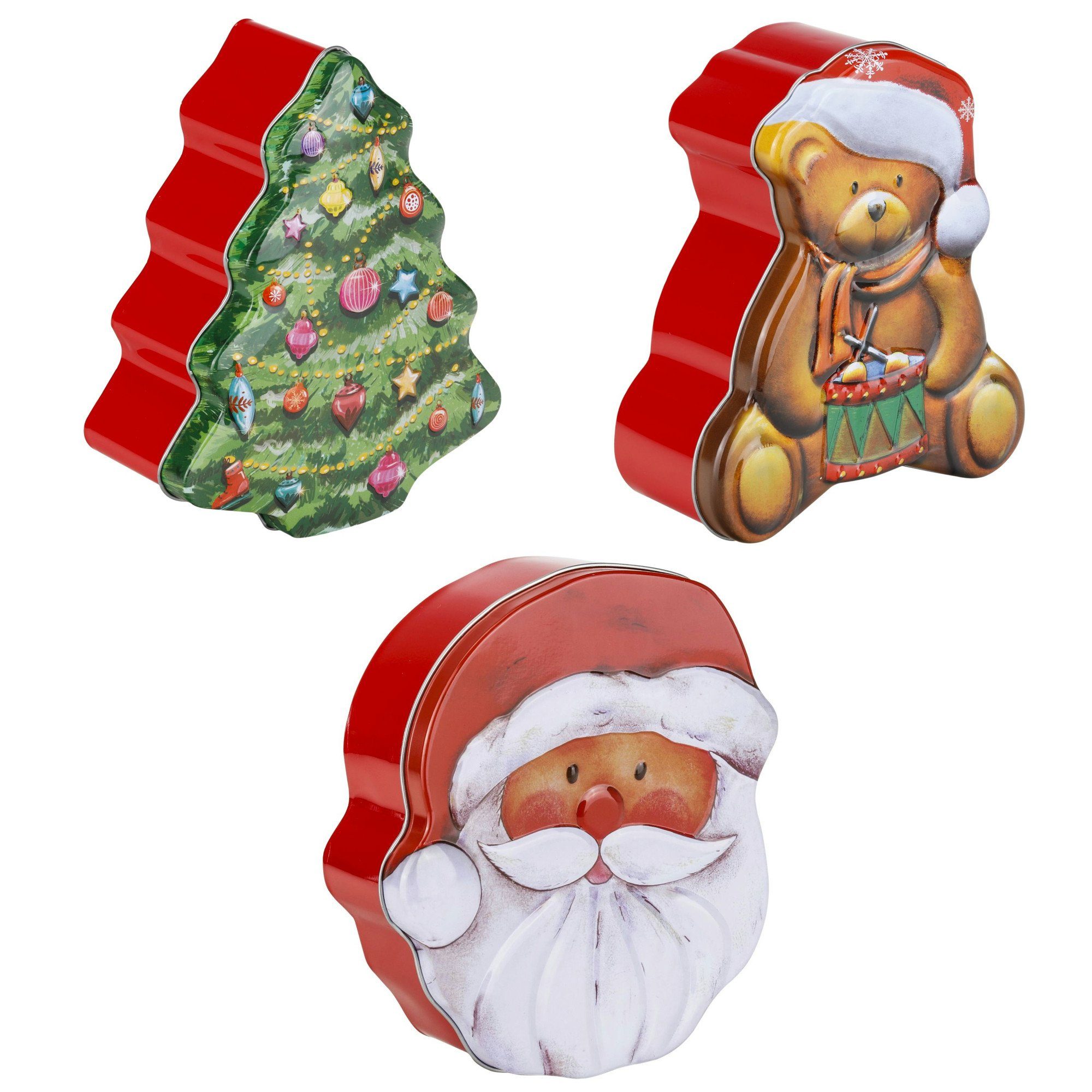Haushalt Mit (3-tlg), Weihnachtsmann, International Keksdose, - Weihnachtskeksdosen Weihnachtsbaum Teddy, vers.