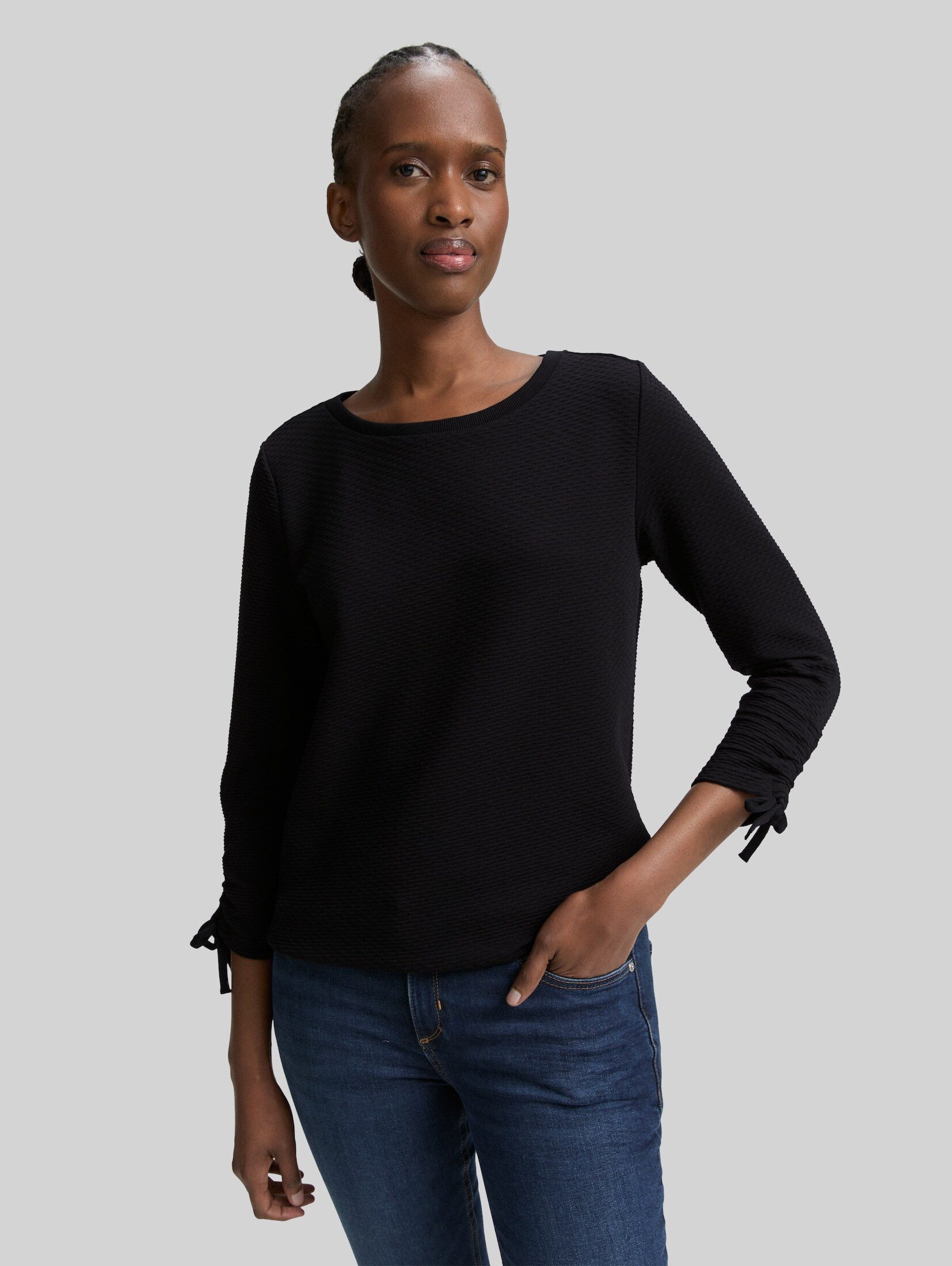 TOM TAILOR Denim Sweatshirt Strick & Sweatshirts Slim Fit Sweatshirt mit Raffärmeln