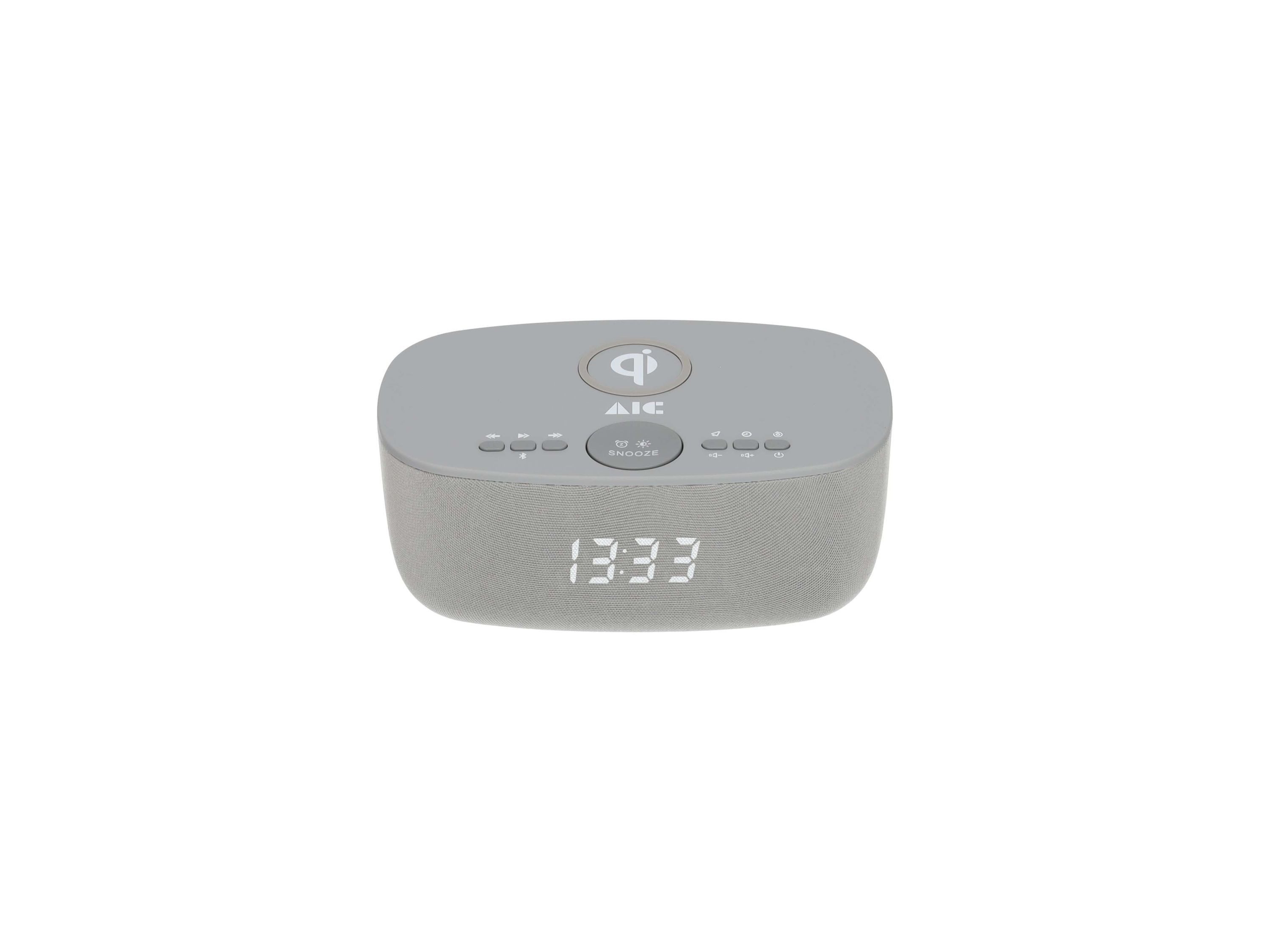 AIC AIC 28 BT grau Radio (Radiowecker Designer Uhrenradio USB Bluetooth Induktives Laden)