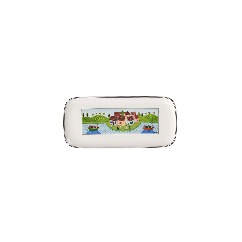 Villeroy & Boch Servierplatte Charm & Breakfast Design Naif Kuchenplatte eckig, Porzellan, (1-tlg)