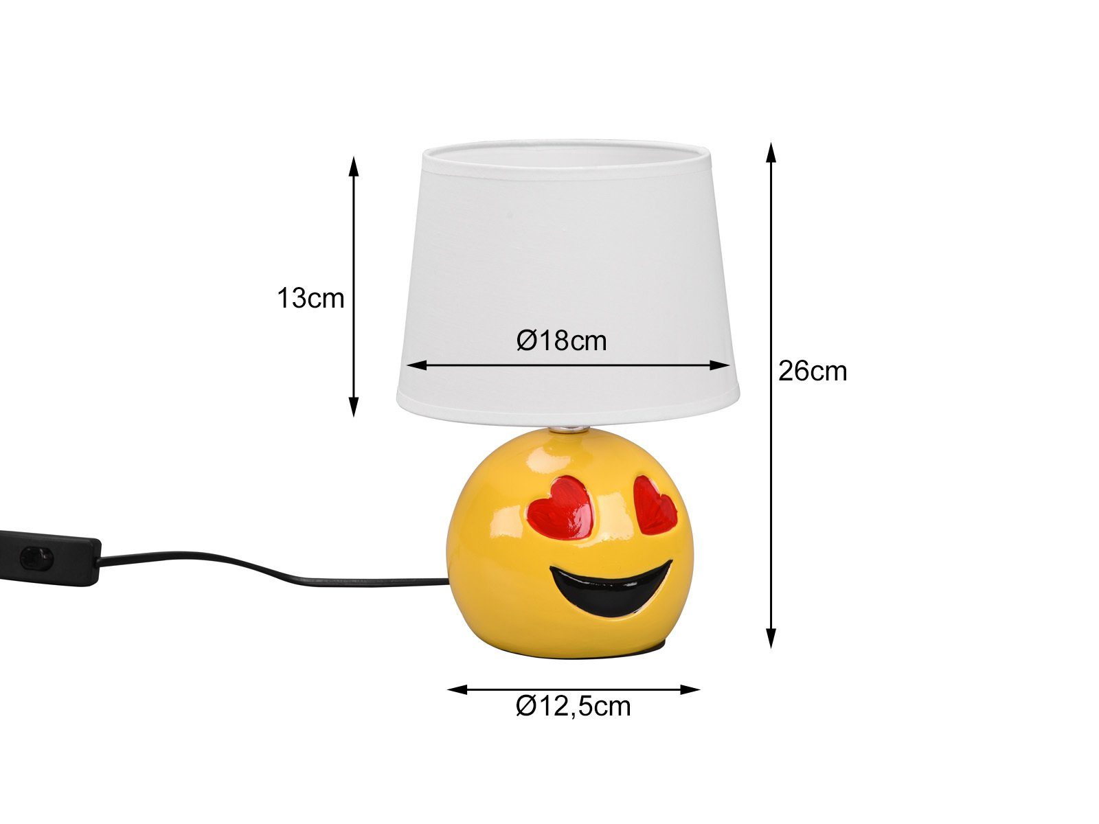 meineWunschleuchte LED Nachttischlampe, dimmbar wechselbar, LED ausgefallen kleine stylische warmweiß, Höhe Kinderzimmer-lampe 26cm Gelb-Weiß Weiß