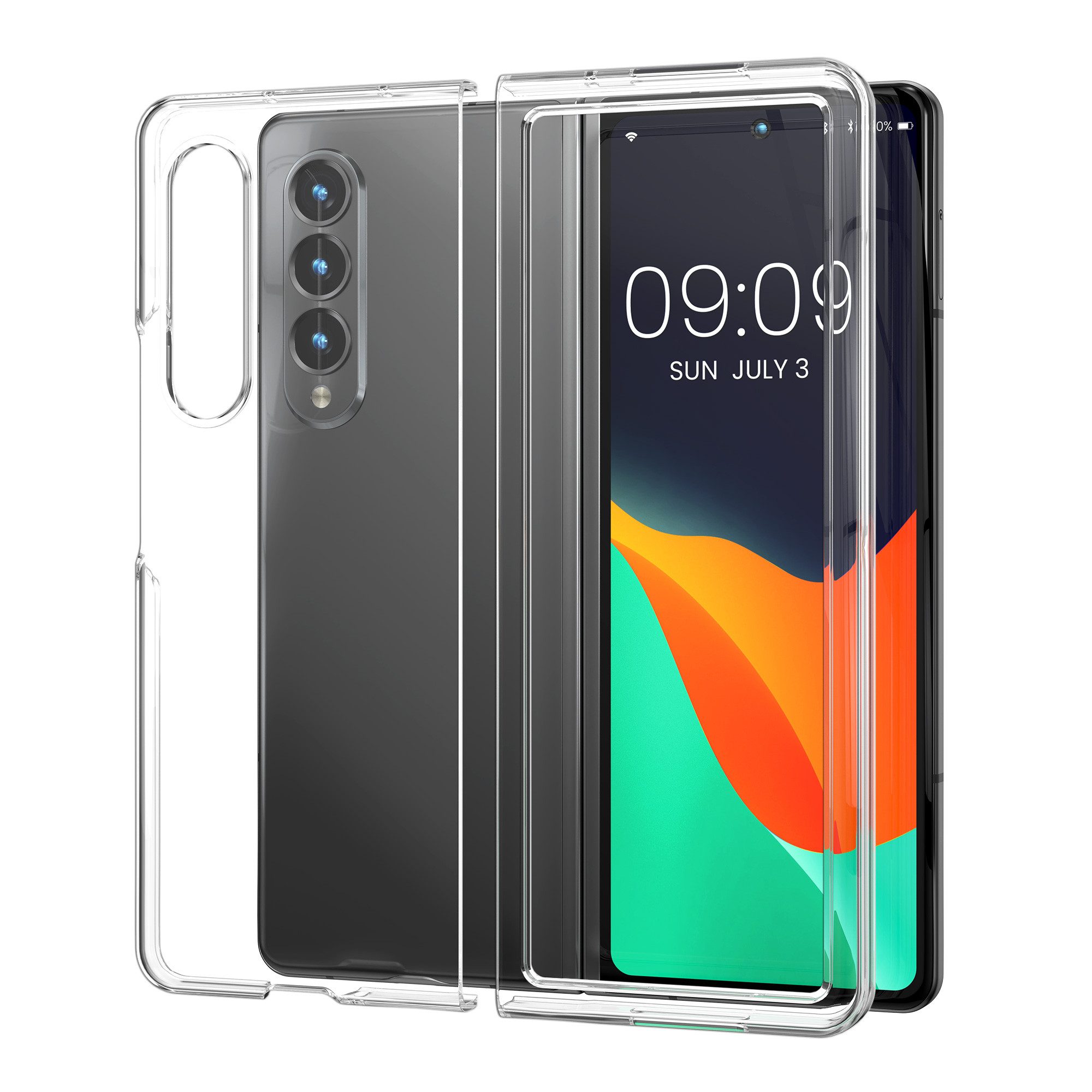kwmobile Handyhülle Hülle für Samsung Galaxy Z Fold 3 5G Case transparent, Faltbare Handyhülle mit Rahmen - Robustes Cover