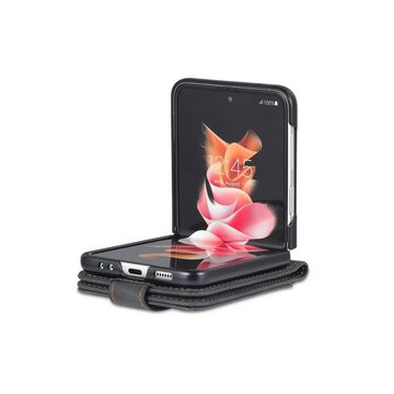Wigento Handyhülle Für Samsung Galaxy Z Flip4 5G Kunstleder / Kunststoff Handy Tasche Hülle Etuis Schwarz