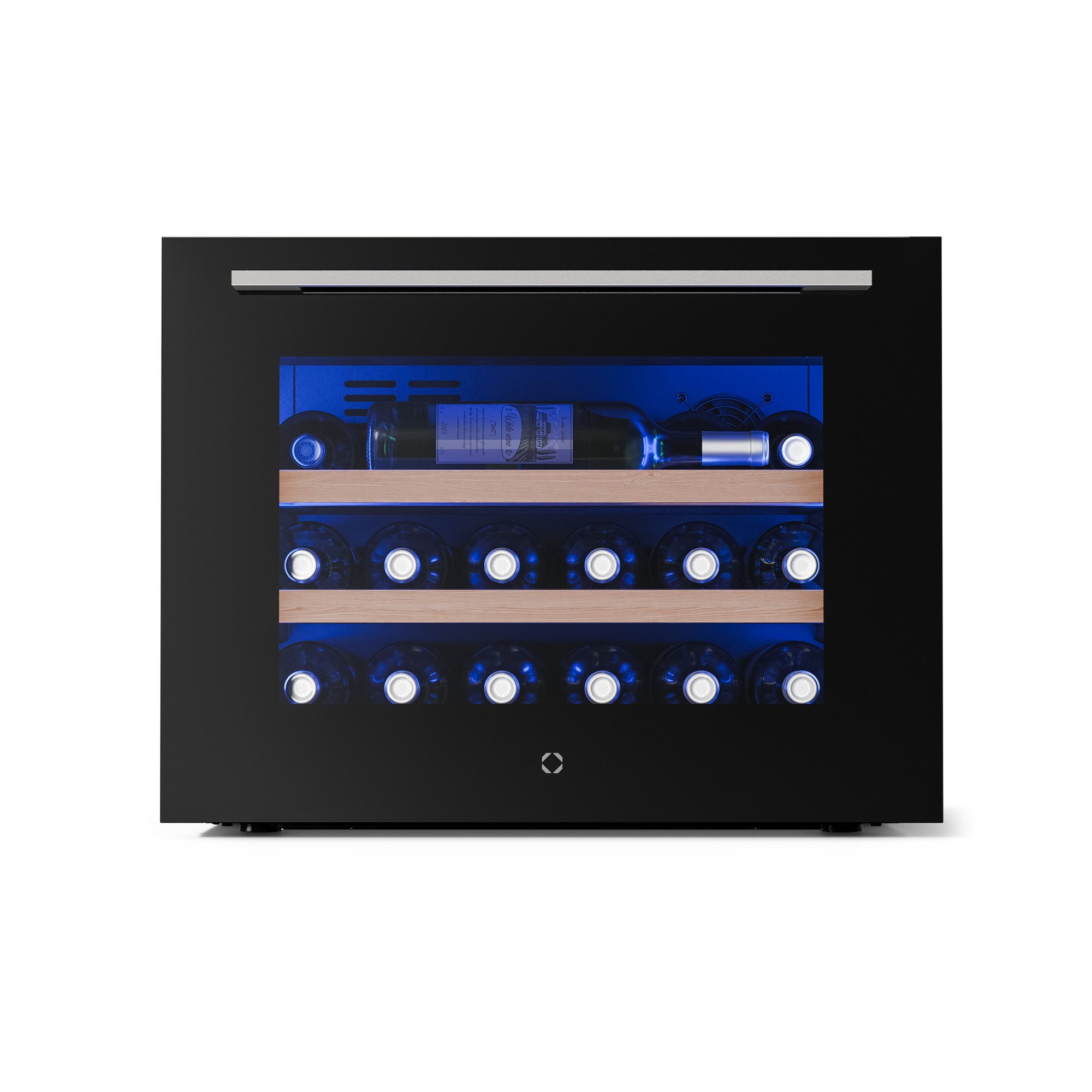 Klarstein Weinkühlschrank Illuminosa Einbau-Weinkühl 19 Flaschen 61L 60 cm UV Touch Buchenholz, für 19 Standardflaschen á 0,75l,Flaschenkühlschrank Weintemperierschrank Weinschrank Einbau UV-Schutz