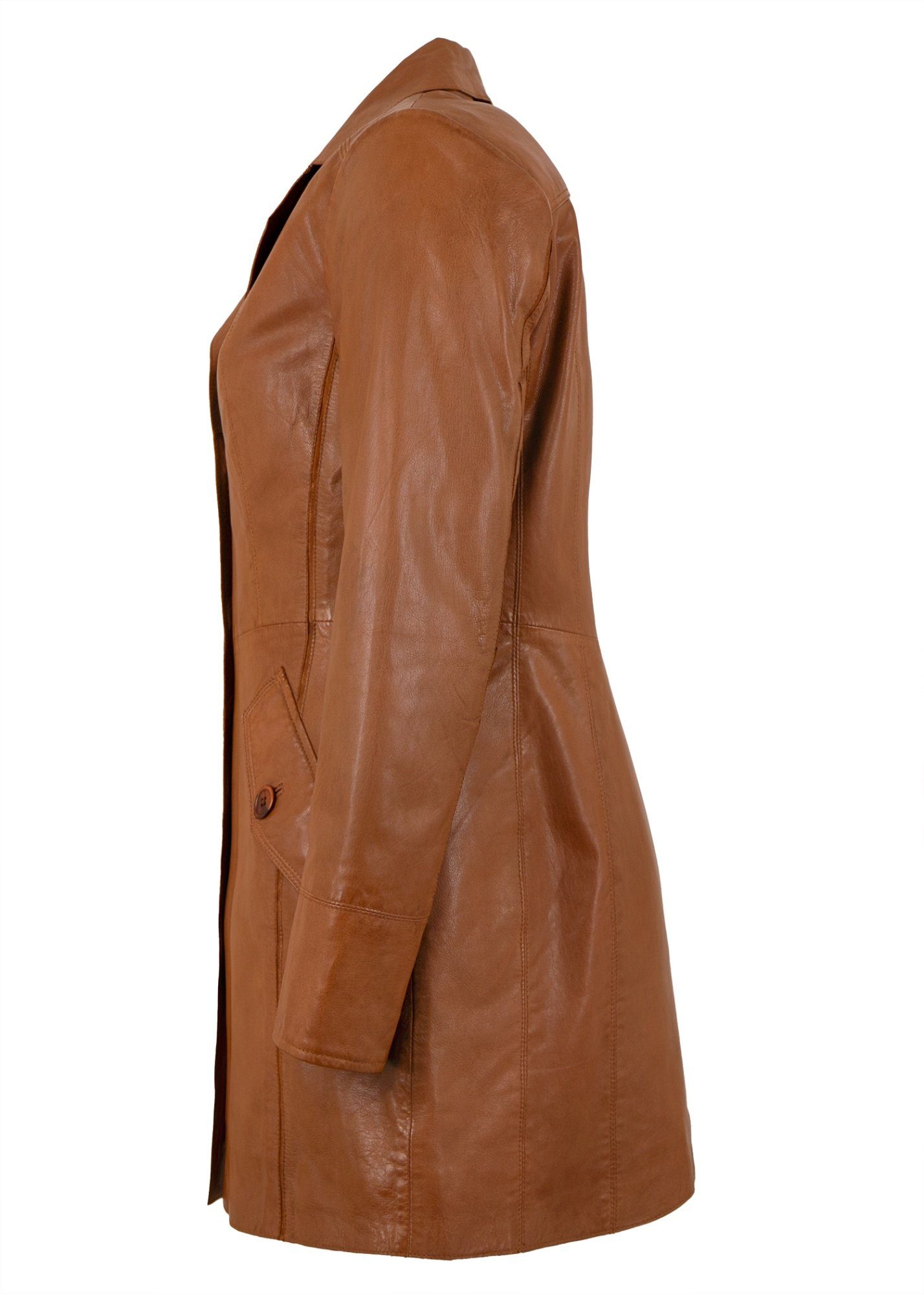 Maddox Lederjacke MADDOX Lammnappa Damen Echtleder Ledermantel Sonja-20 cognac Übergangsmantel 