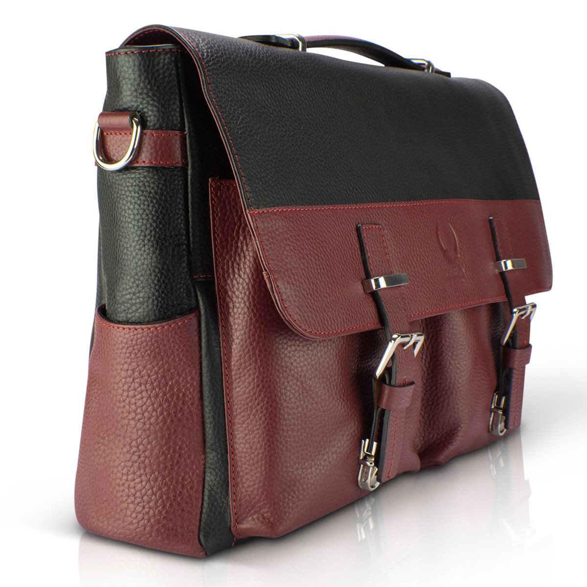 Corno d´Oro Aktentasche Damen Echt Leder HANDMADE Businesstasche für 15.6 Zoll Laptop, für DIN A4 Ordner; extra breiter Schultergurt; Trolleyhalterung