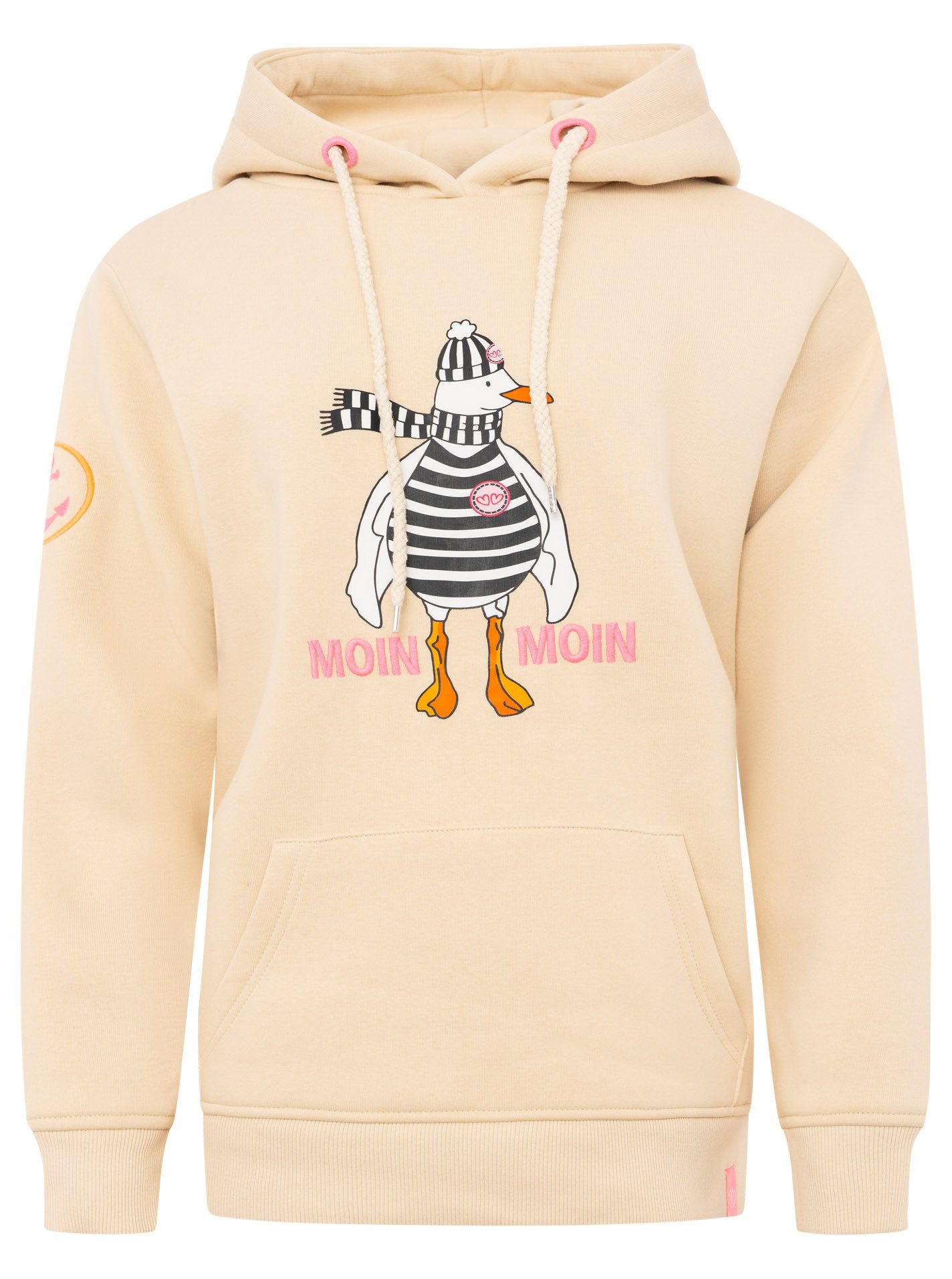 Zwillingsherz Hoodie "Moin Moin Möwe" mit nordischem Gruß, lustiger Möwe, Fronttasche