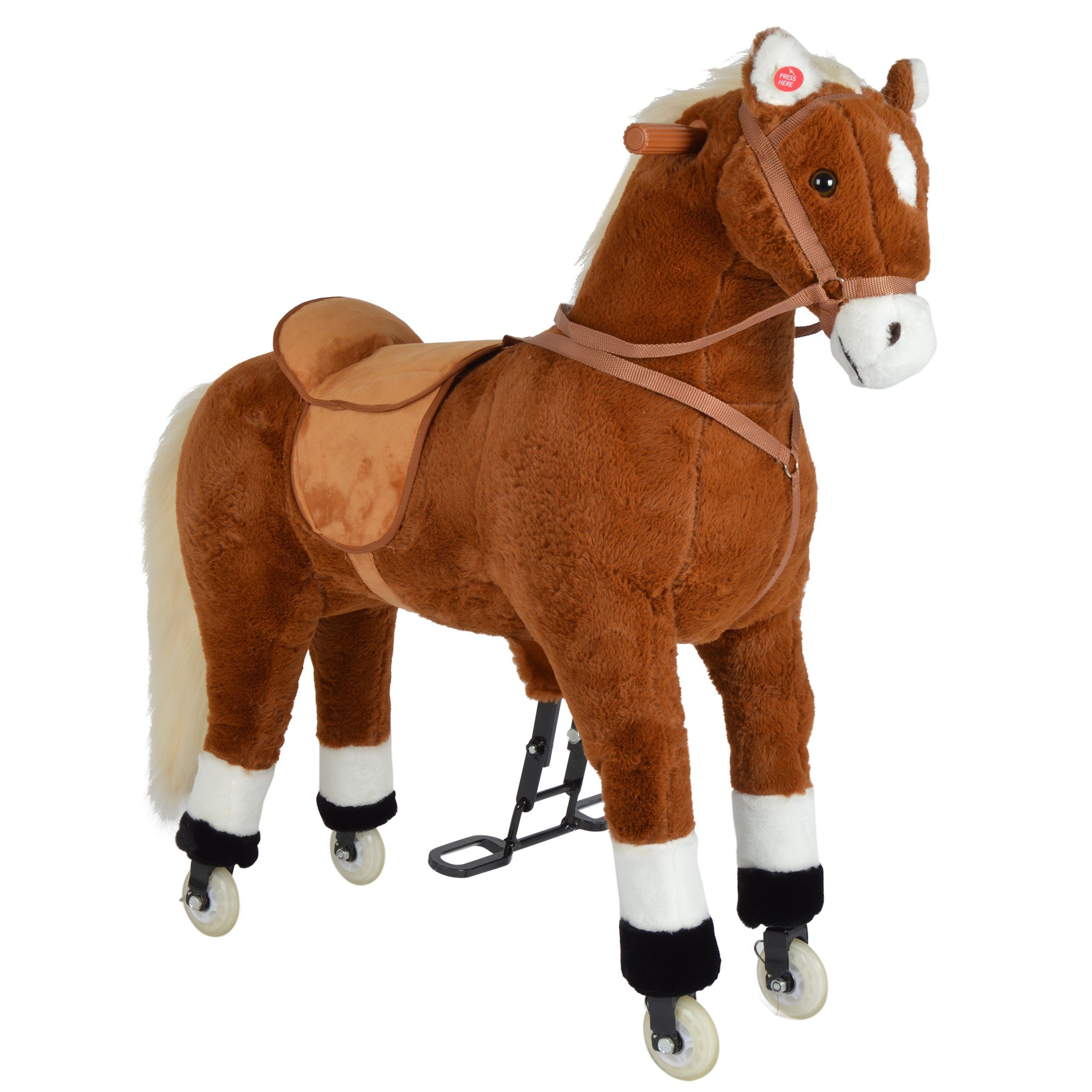 Pink Papaya Reitpferd Reitpferd auf Rollen - 90 cm, auf Rollen, Kopfhöhe: ca. 90 cm, Rückenhöhe: ca. 65 cm