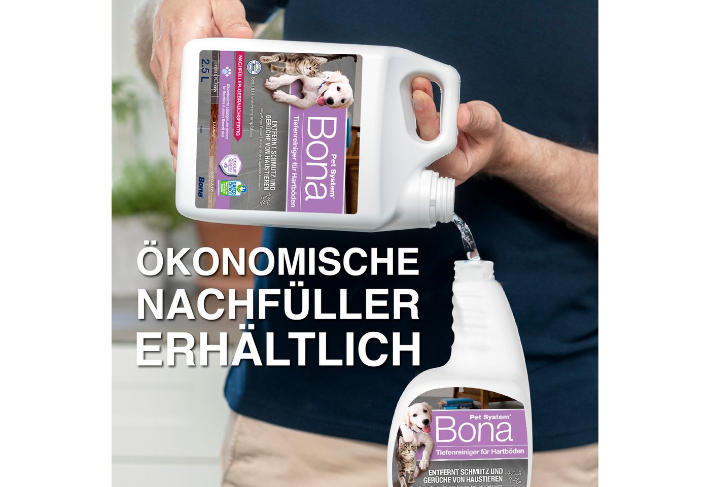 Thumbnail - Bona Pet System Tiefenreiniger für Hartböden 1 L Fussbodenreiniger (Odour Guard Technology™ entfernt und neutralisiert G...