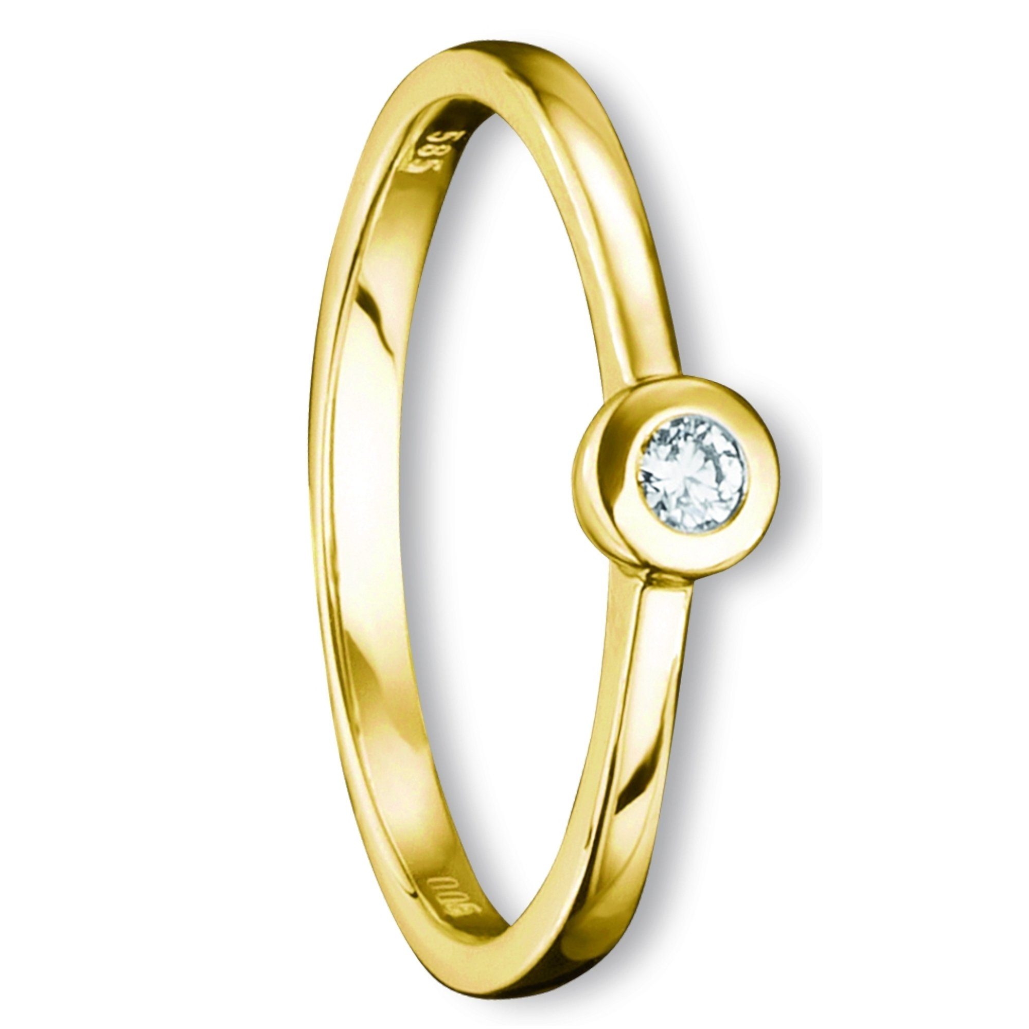 585 Diamantring Gold ct Schmuck Diamant ONE ELEMENT aus Damen Gelbgold, 0.07 Ring Brillant