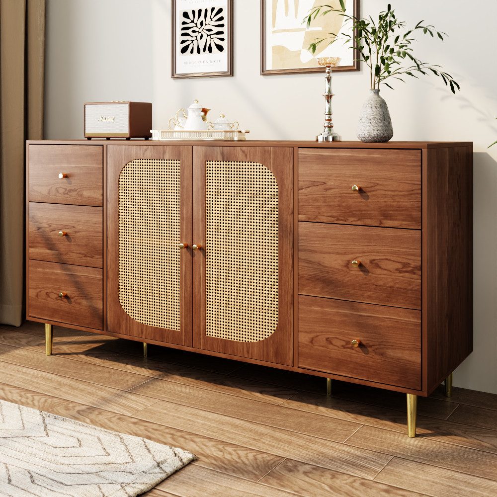 HAUSS SPOLE Sideboard mit PE-Rattantür, 6 günstig online kaufen
