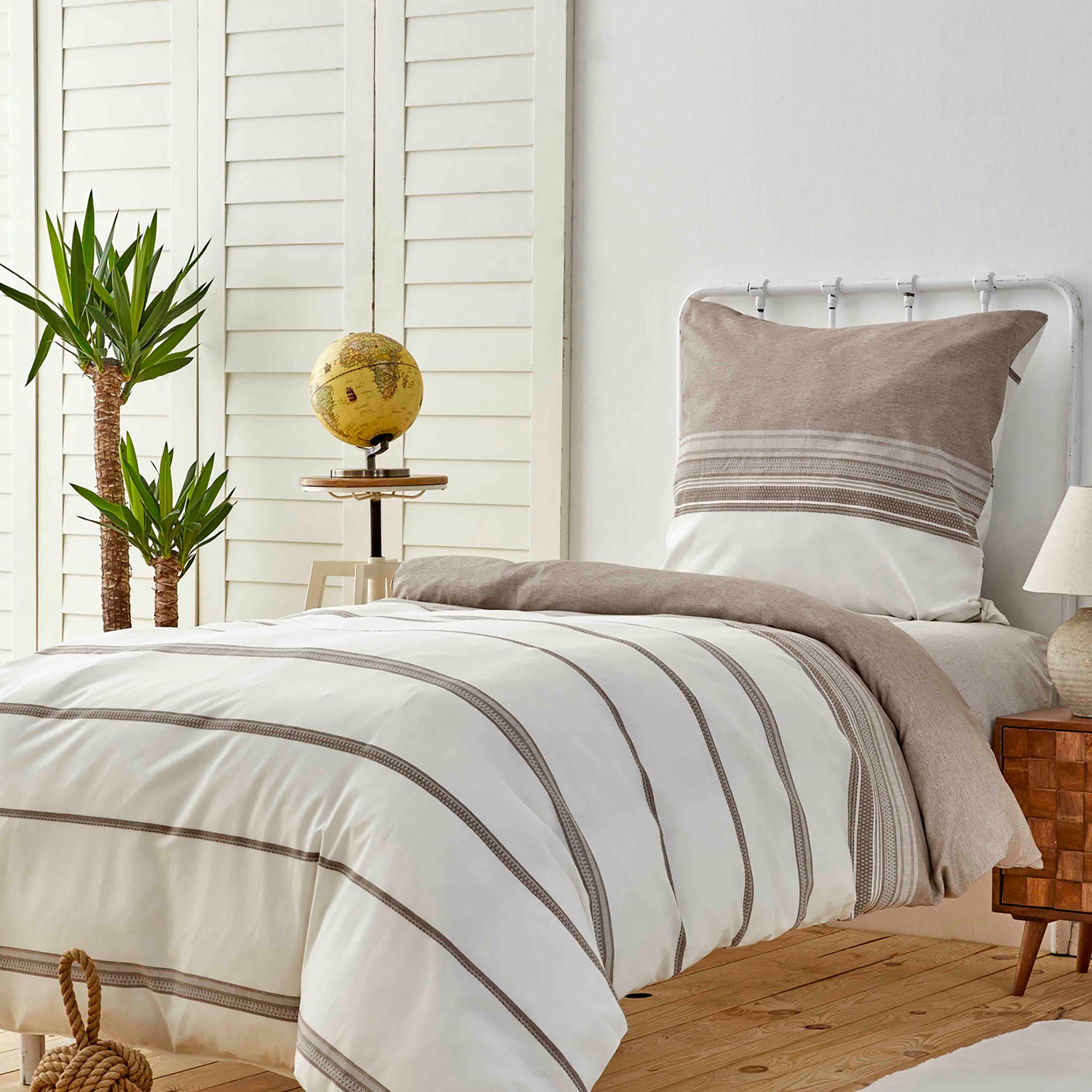 Bett-Set, »Karaca Home Braun Dobby Woven Duvet Cover Set 135x200 cm + 80x80  cm«, Karaca Home online kaufen | OTTO