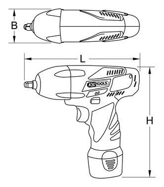KS Tools Akku-Schlagschrauber, 1870 U/min, 117 Nm, 3/8" Schlag-Schrauber, 1.870 U/min, mit 2 und 1 Ladegerät