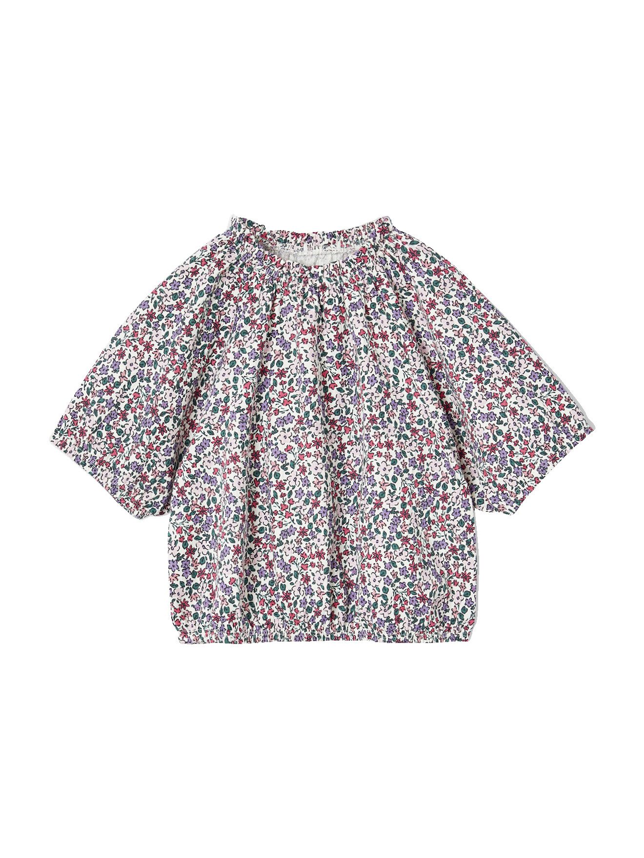 vertbaudet Kurzarmshirt Mädchen Blusenshirt in Cropped-Länge