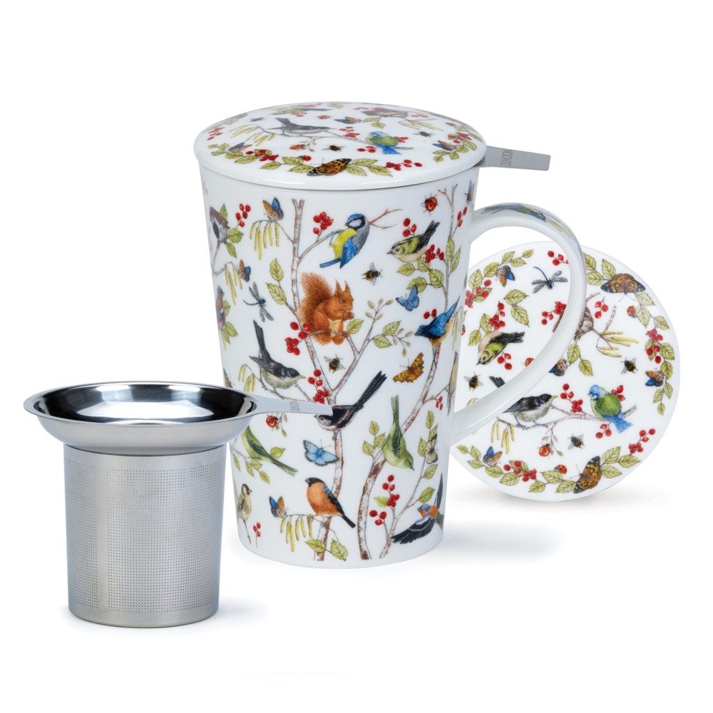 Dunoon Tasse Secret Wood mit Teesieb und Deckel Shetland 0,44 l Fine Bone China, 1-tlg., 3tlg. Set