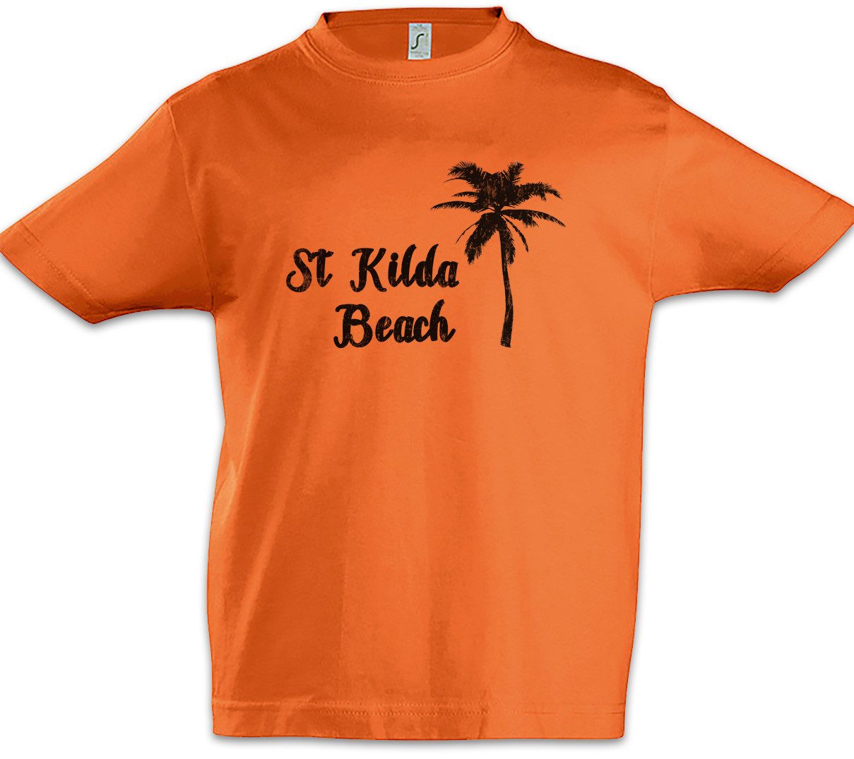Print-Shirt St. Kilda Beach Kinder T-Shirt Surfer Surfen Surfing Sea Meer Strand