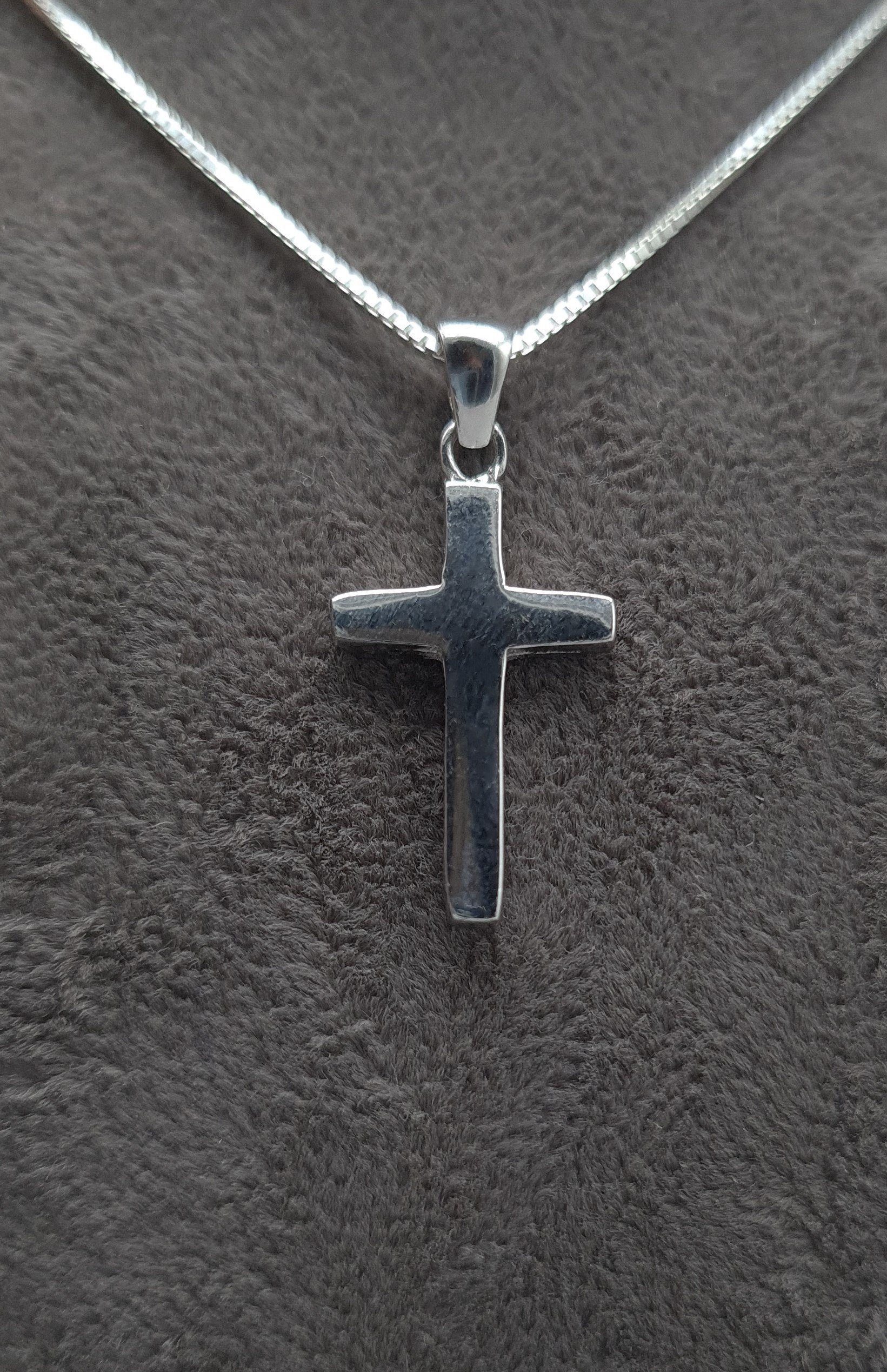 NAHLE Kette mit Anhänger Kreuz Silberkette Kreuz Kette (inkl. Schmuckbox), 925 Silber / rhodiniert