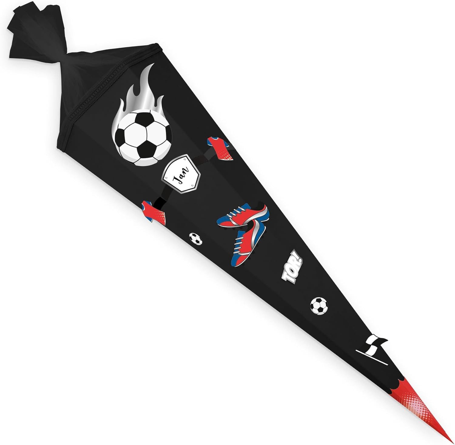 itenga Schultüte itenga DEKO-SET FUSSBALL blau rot mit Bastel SCHULTÜTE 85 cm sechsecki