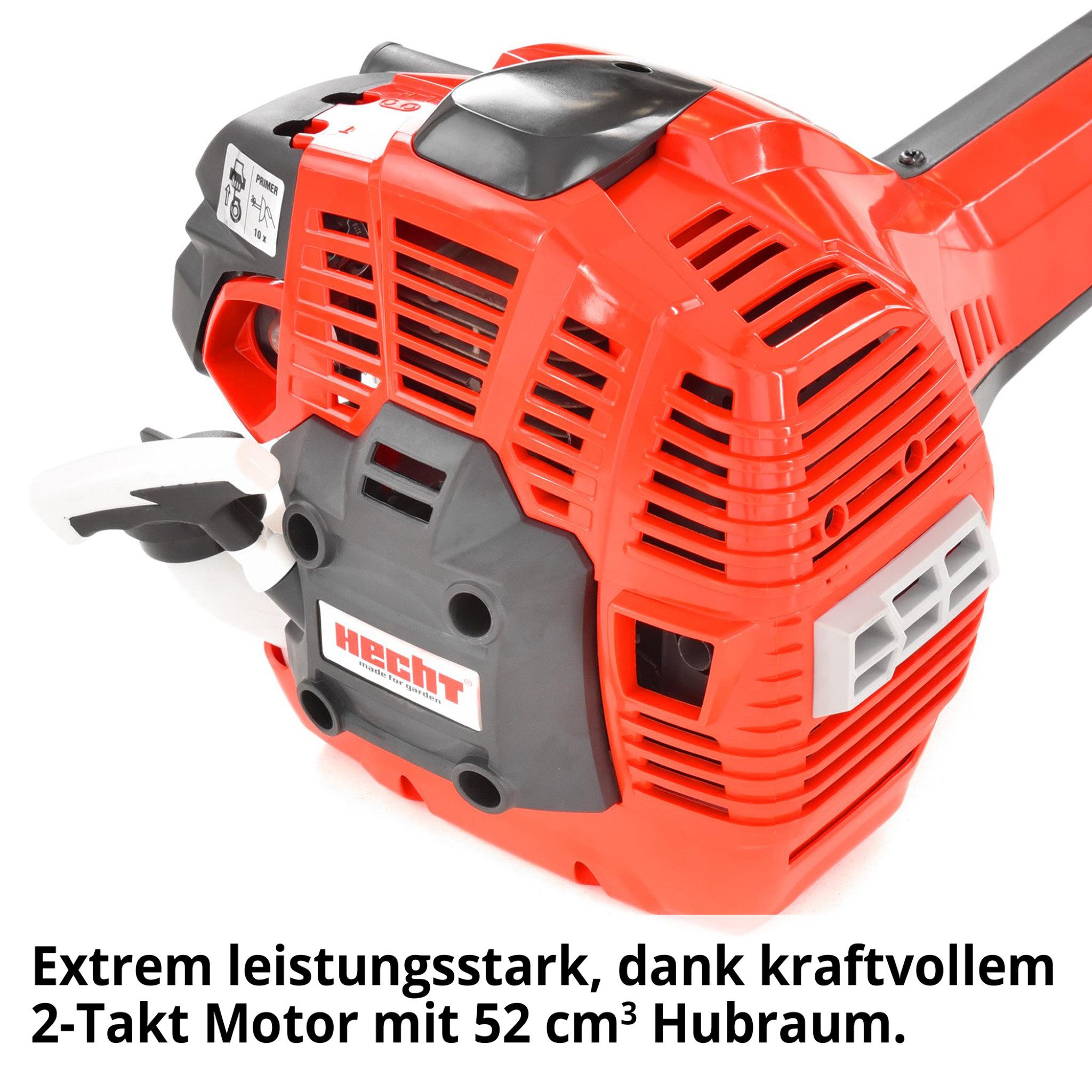 Hecht Benzin-Freischneider mit Tragegurt, 52 cm³ / 2 PS, 25,5 cm Arbeitsbreite Messer, 43 cm Arbeitsbreite Faden, Easy Start-System, 9,1 kg