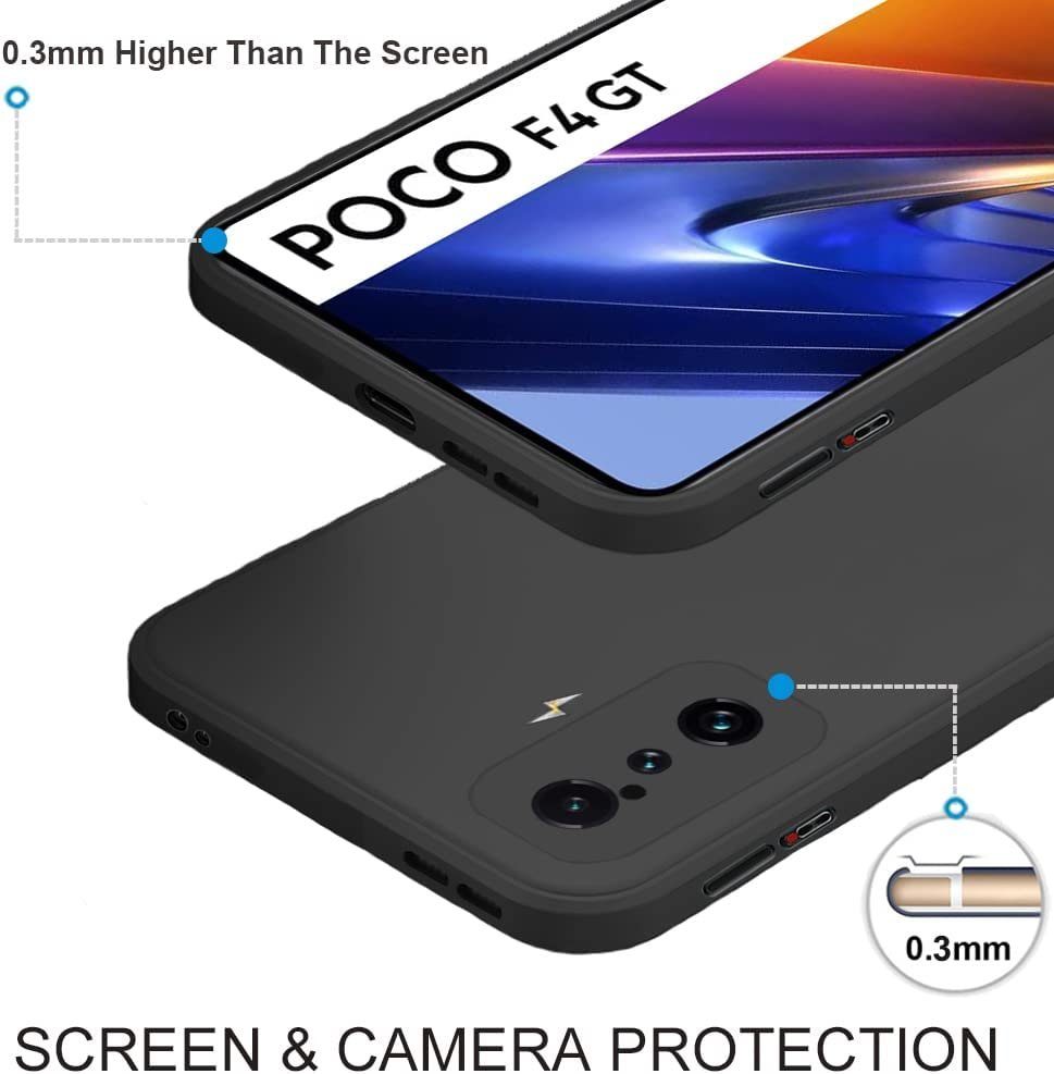 Handyhülle Hülle für Xiaomi Poco F4 GT Silikon Schutz Schwarz Matt Handyhülle Tasche Case