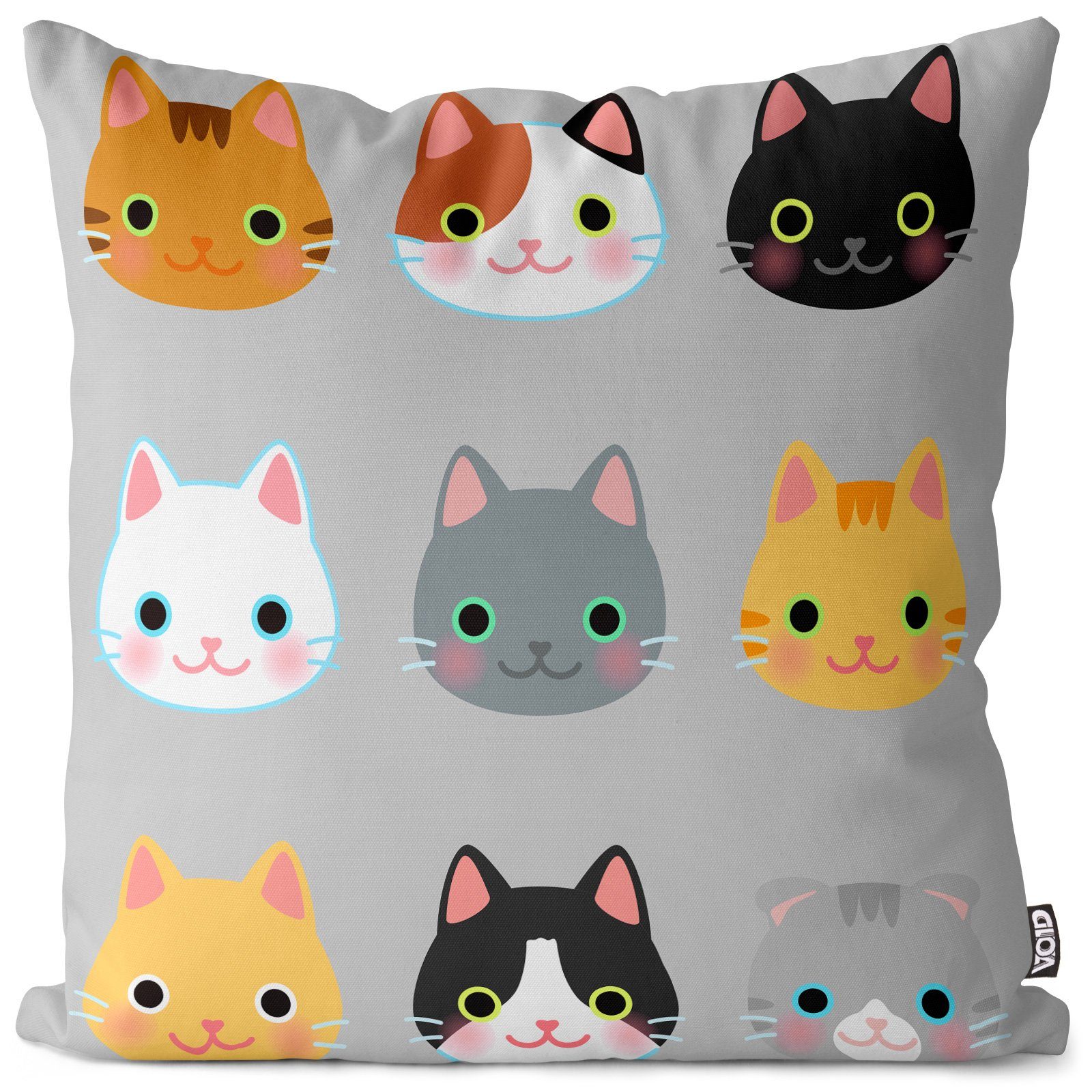 Kissenbezug, VOID (1 Sofa-Kissen Anime Katzen Kissenbezug Spielzeug Haustier Katze Stück), Kinder grau Japan Kitty Cat