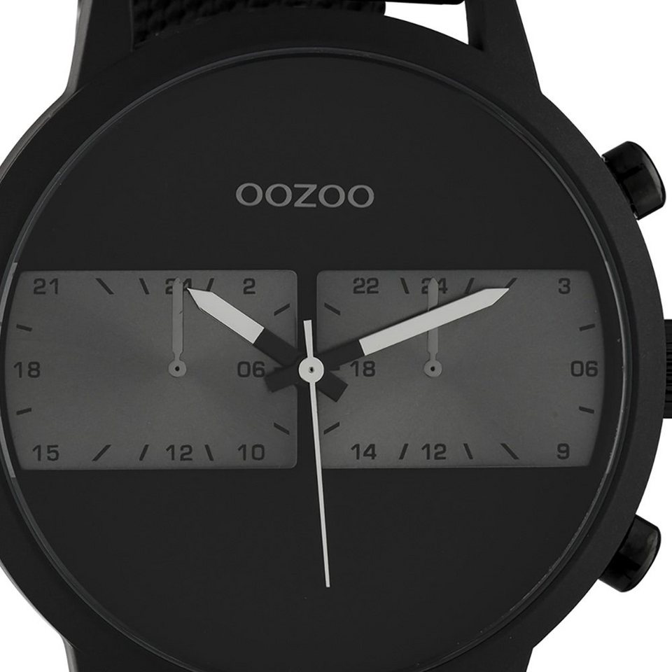 OOZOO Quarzuhr Oozoo Herren Armbanduhr schwarz Analog, Herrenuhr rund,  extra groß (ca. 50mm) Edelstahlarmband, Fashion-Style, grau-metallisches  Ziffernblatt