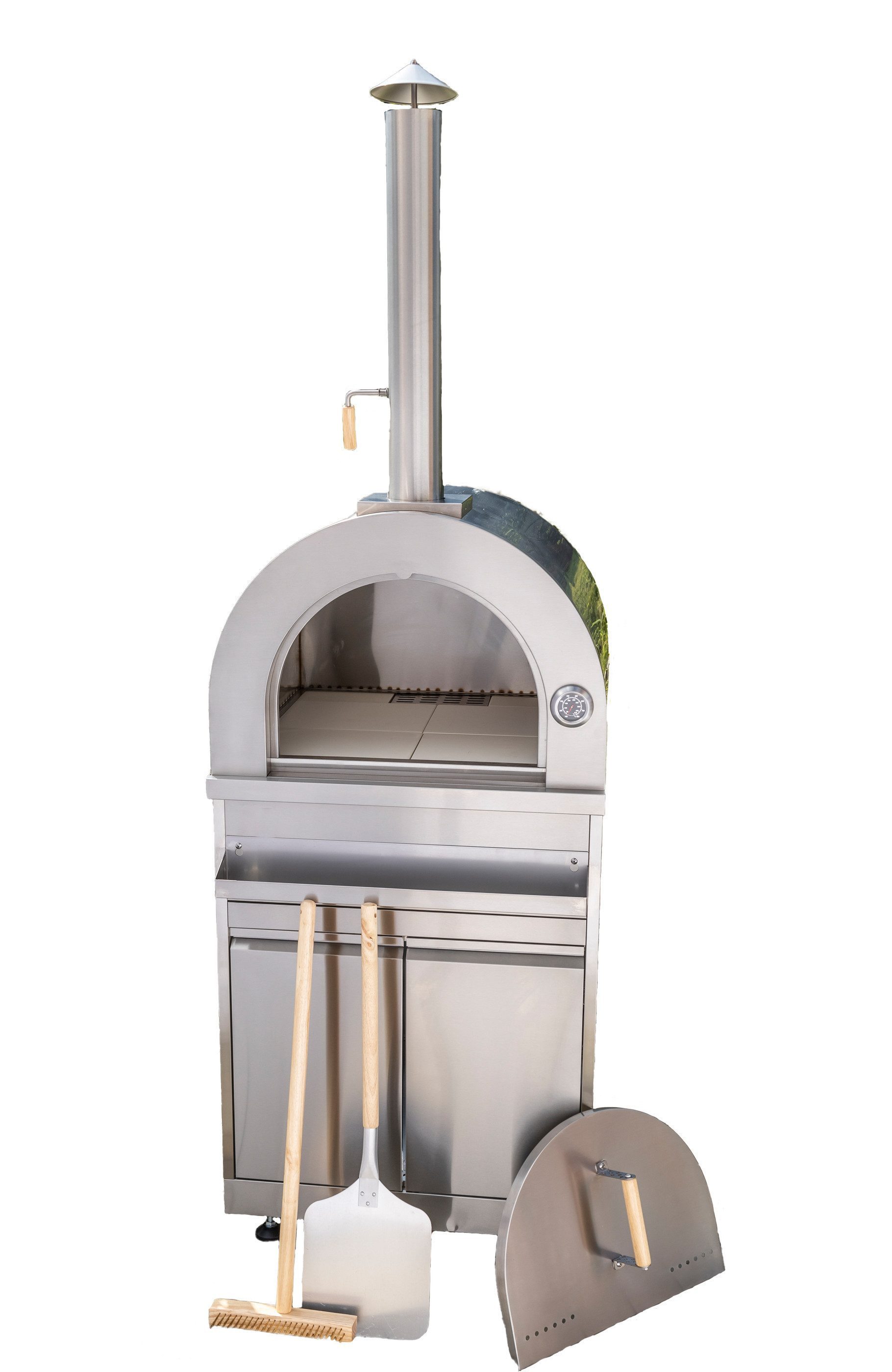 ONDIS24 Grillkamin Pizzaofen für Outdoor-Küche (edelstahl), Steinplatte