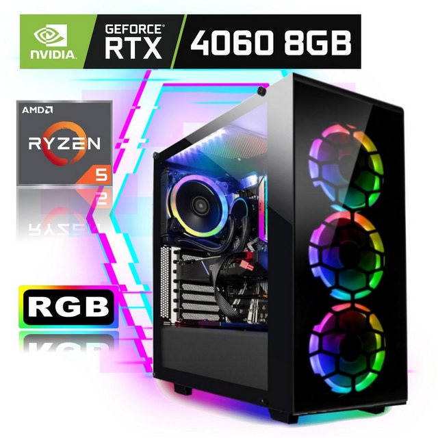 Meinpc FireStorm R5 RTX 4060 Gaming-PC (AMD Ryzen 5 4500, Nvidia GeForce RTX 4060 8GB, 32 GB RAM, 500 GB SSD, Gamer, Gaming, Windows 11 Pro, RGB)