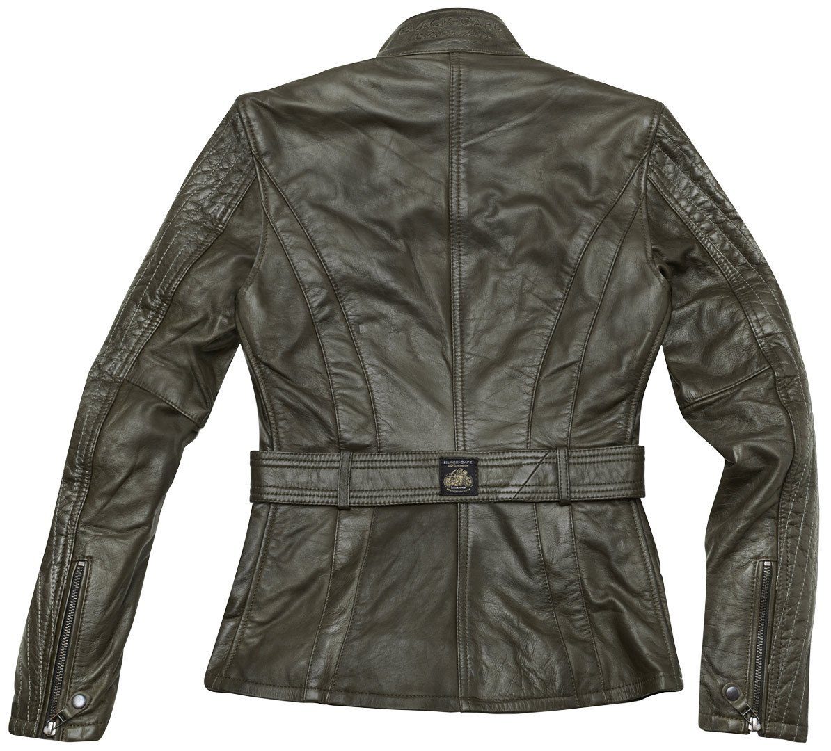 Motorradjacke Damen Lederjacke Dark Green Madrid Motorrad London Black-Cafe