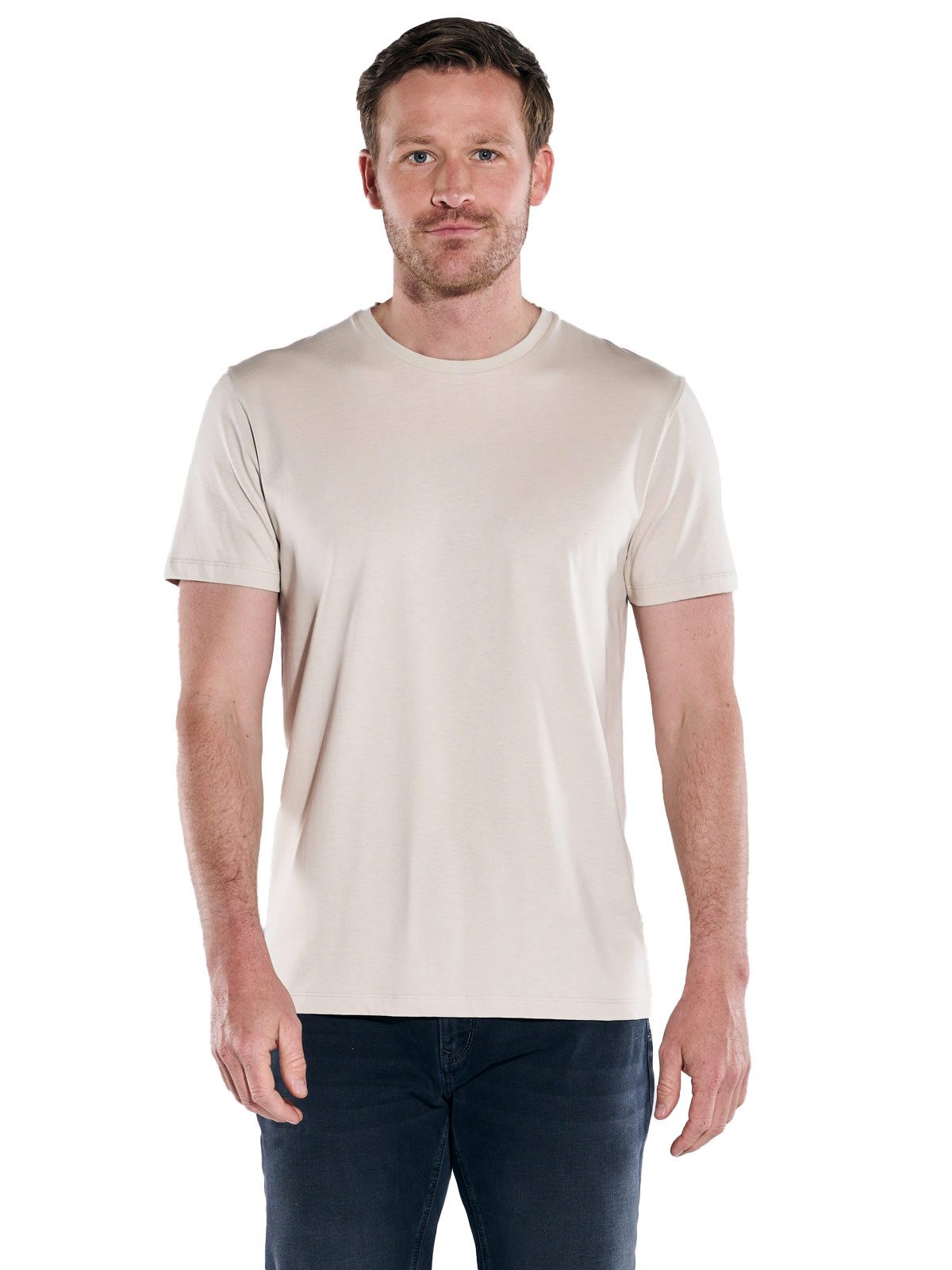 ENGBERS GERMANY Rundhalsshirt ENGBERS GERMANY Herren T-Shirt aus Baumwolle, Beige