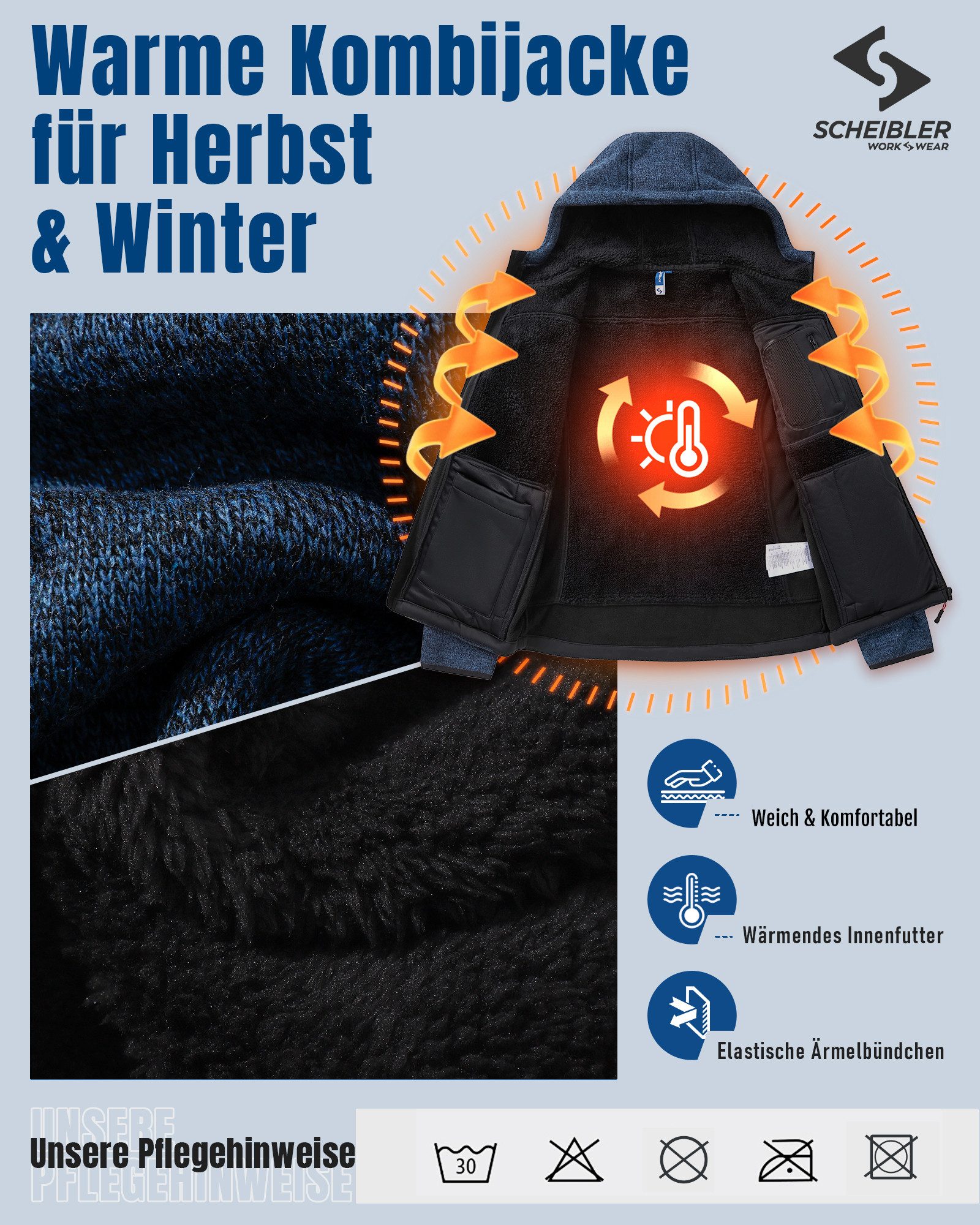 SCHEIBLER WORKWEAR Strickjacke Professional wärmend, winddicht