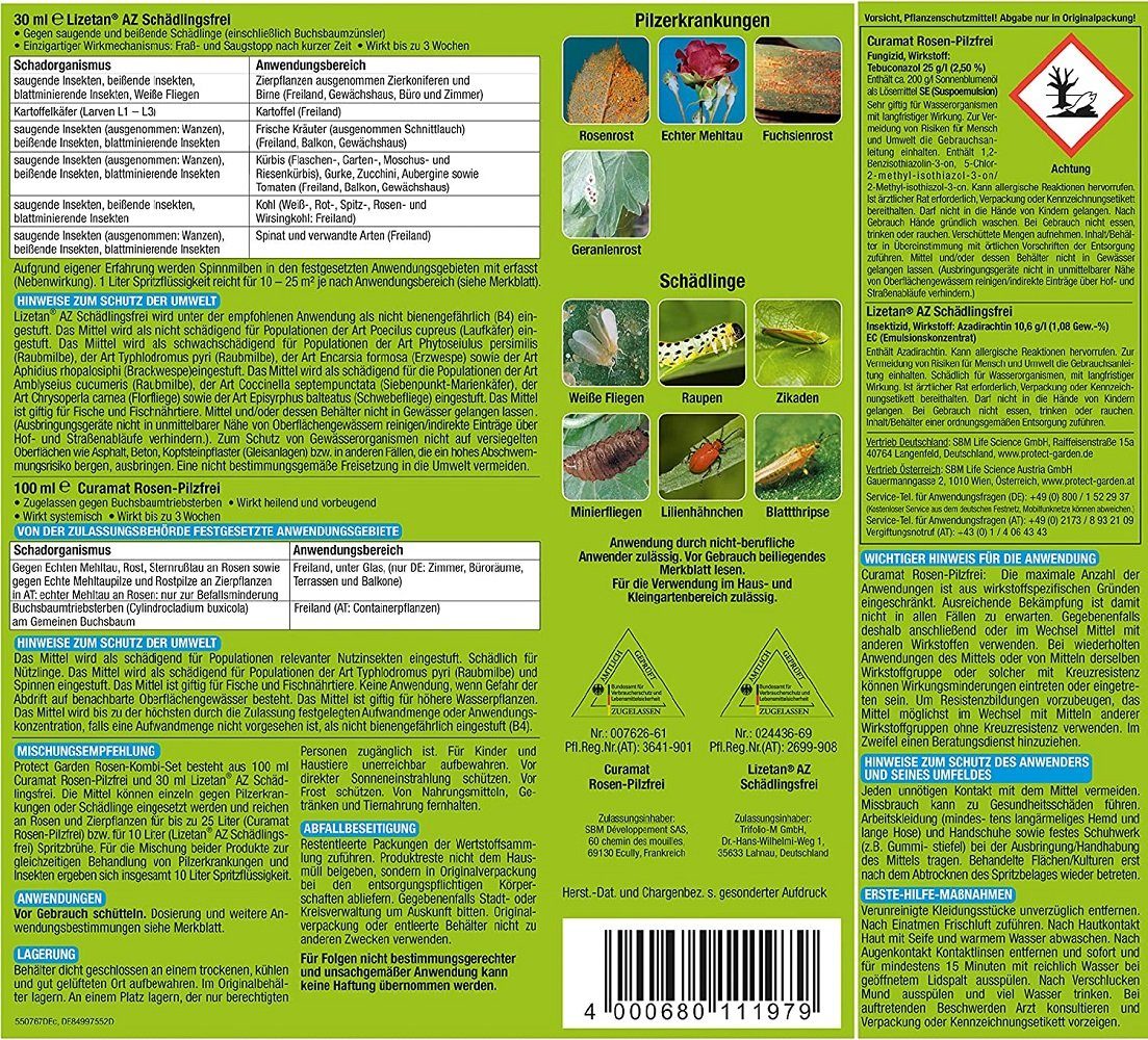 Protect Home Insektenvernichtungsmittel Protect Home Rosen Kombi Set  Pilzfrei 100 ml + Schädlingsfrei 30 ml au