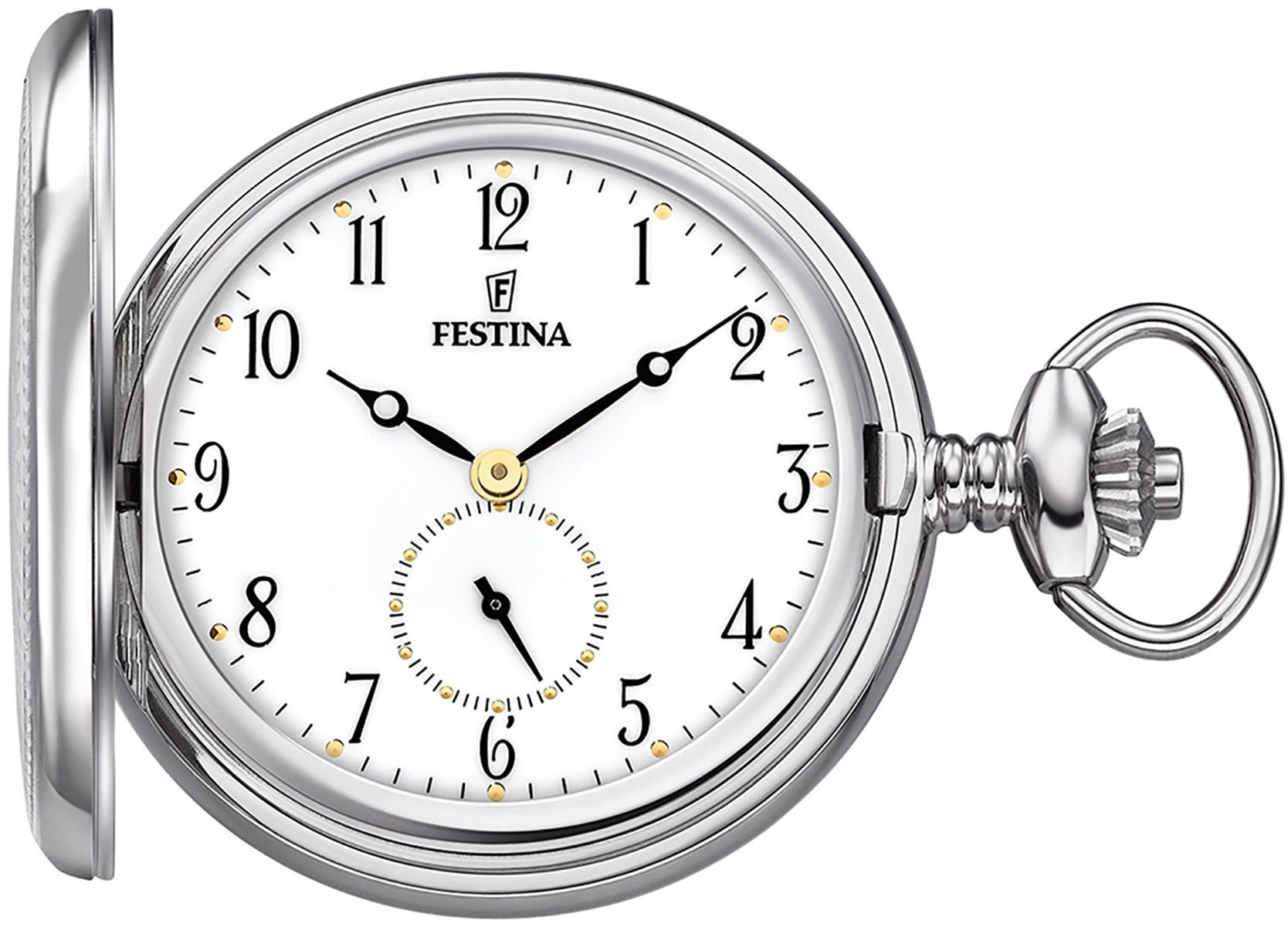 Festina Taschenuhr Festina Taschenuhr mit TU Kette Herrenuhr, (Analoguhr, Analoguhr), Herren Taschenuhr rund, groß (ca. 48mm), Edelstahlgehäuse, Elegant